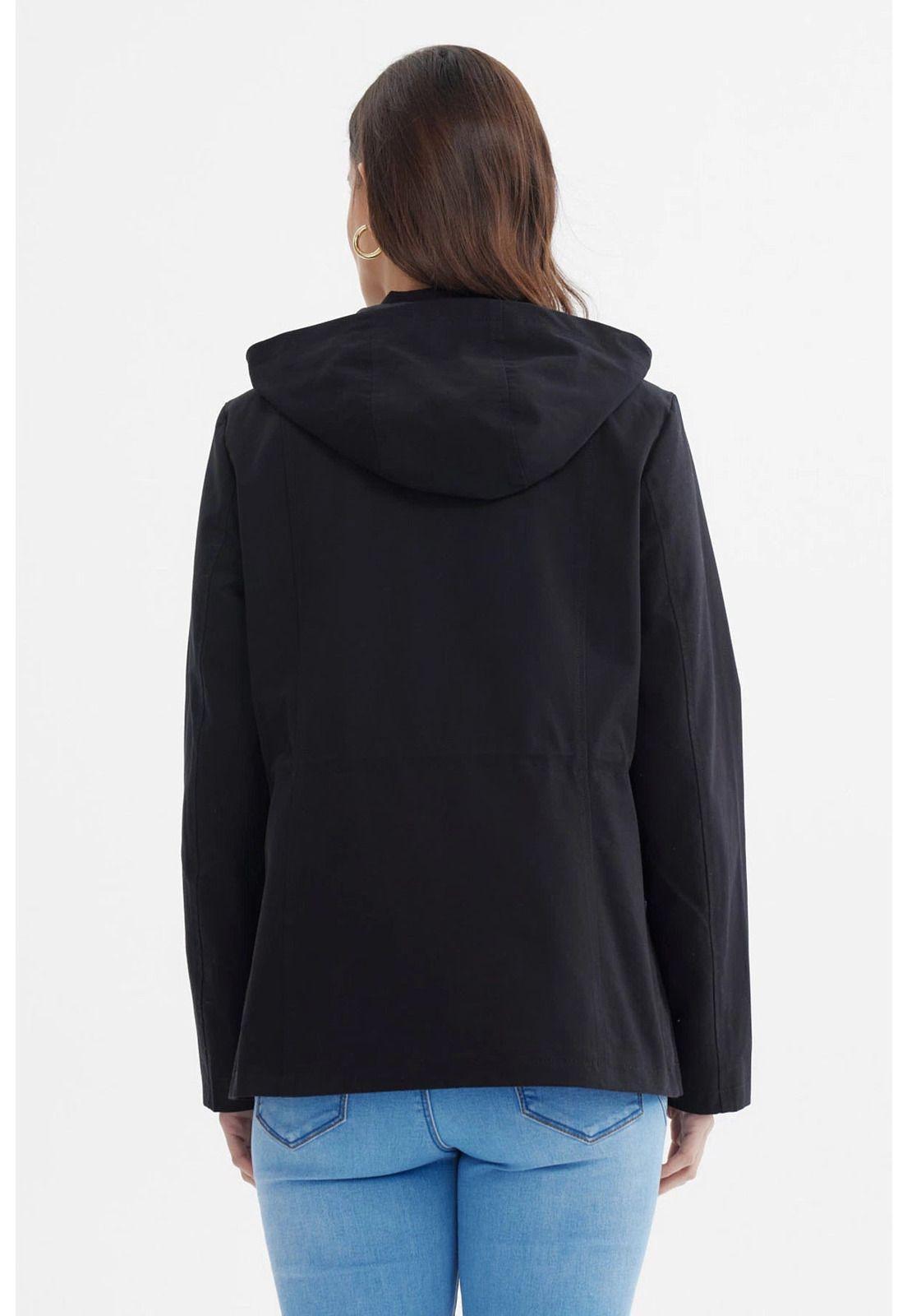 Chaqueta Mujer Con Gorro Negro - lV-2