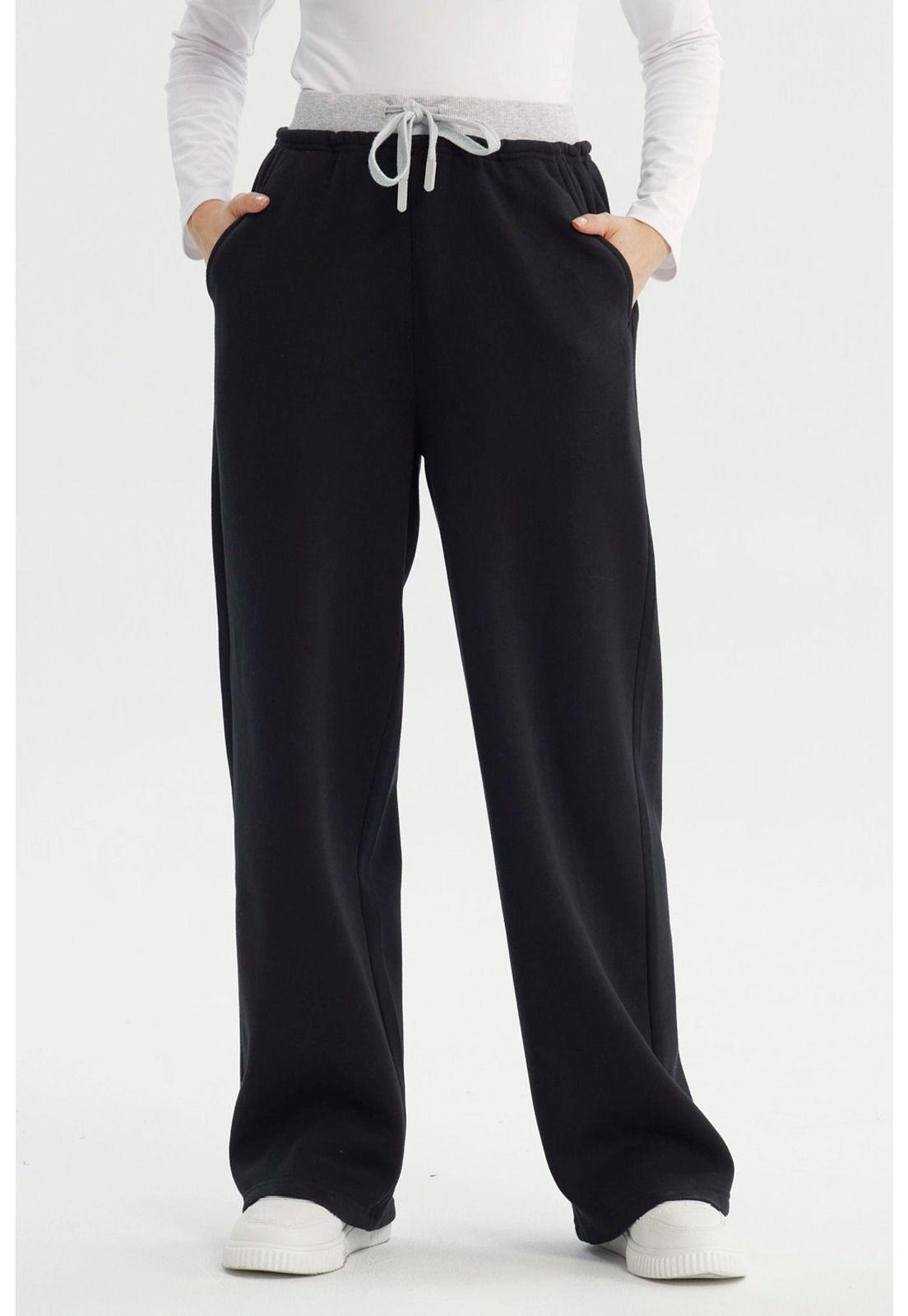 Pantalón Buzo Mujer Wide Leg Negro - X-0