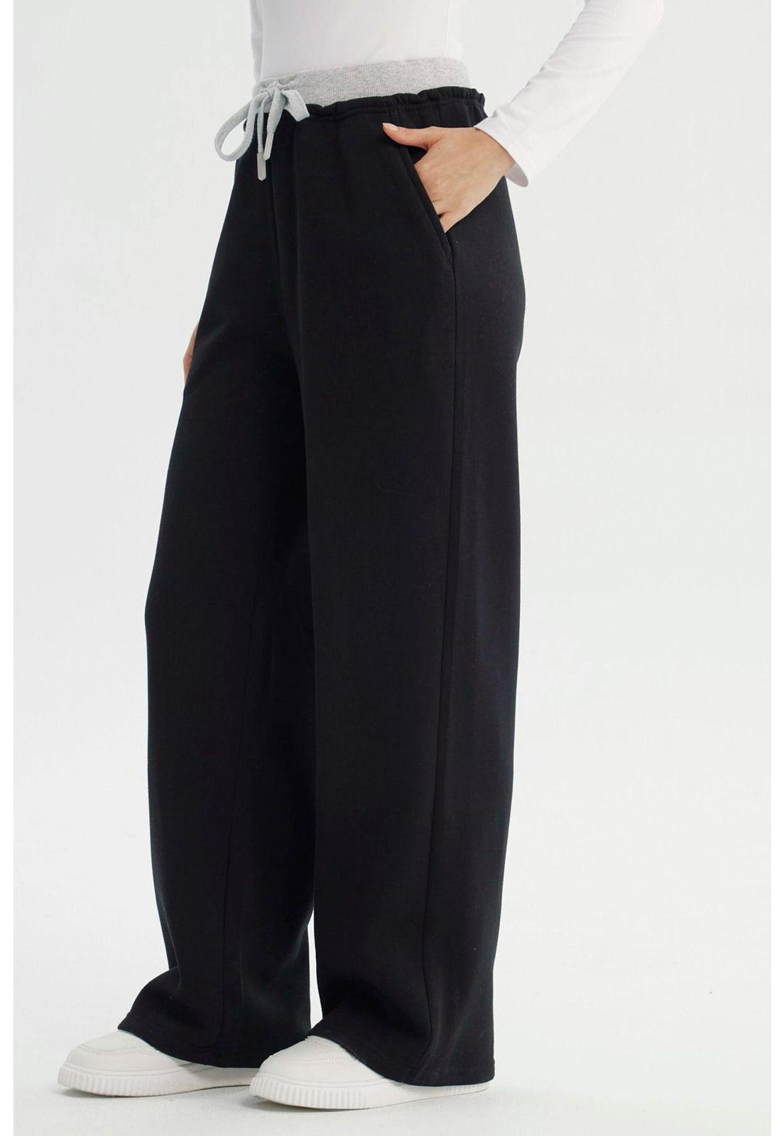 Pantalón Buzo Mujer Wide Leg Negro - X-1