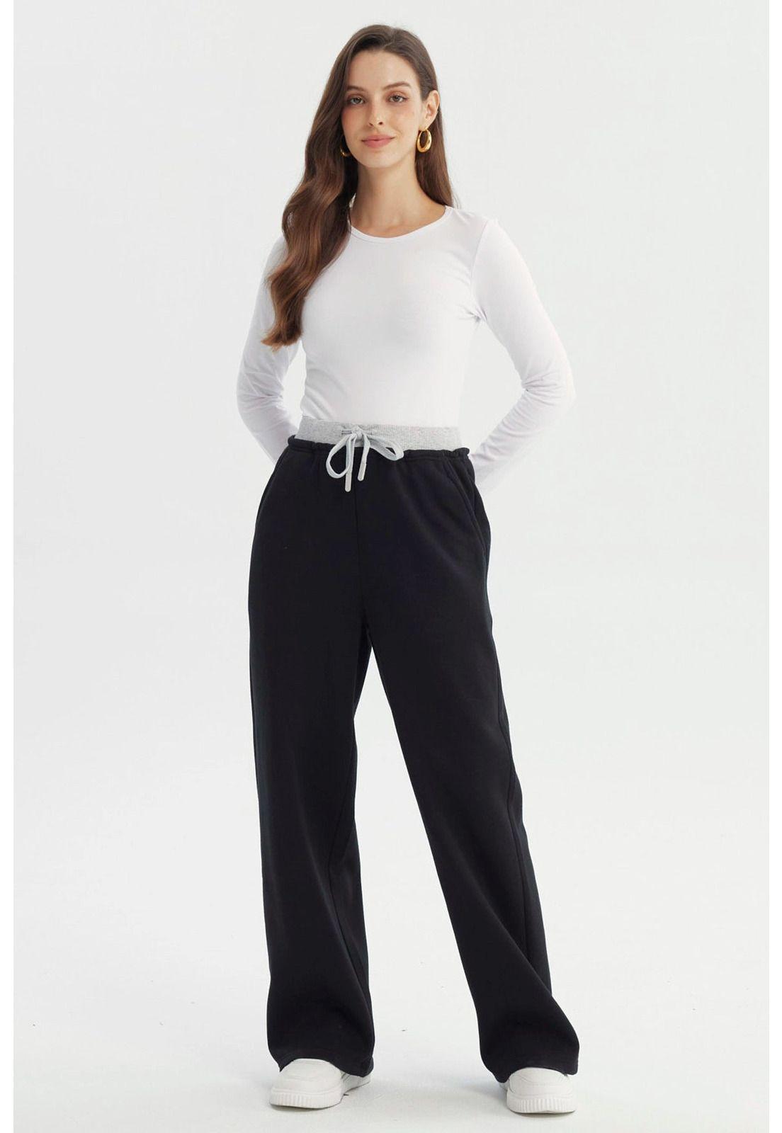 Pantalón Buzo Mujer Wide Leg Negro - X-3