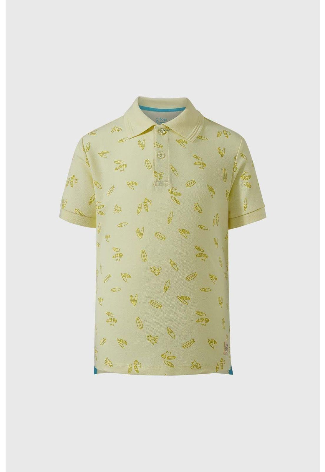 Polera Niño Piqué Print Amarillo-0