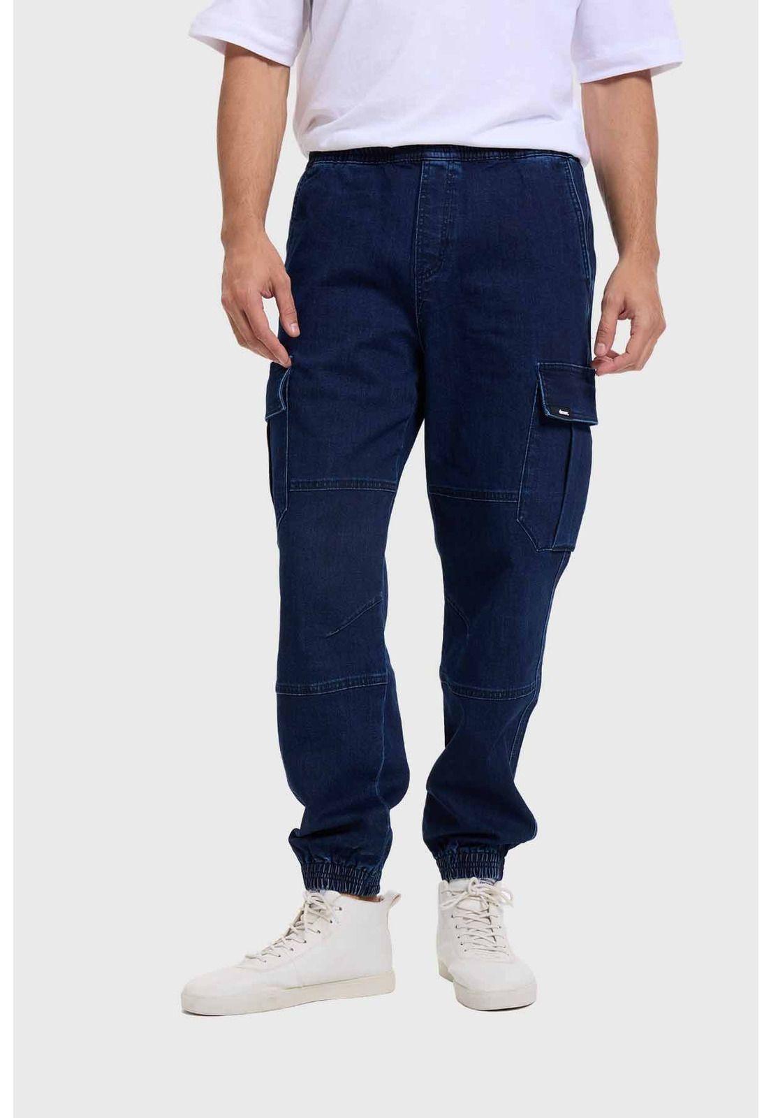 Jeans Hombre Jogger Cargo Azul-0