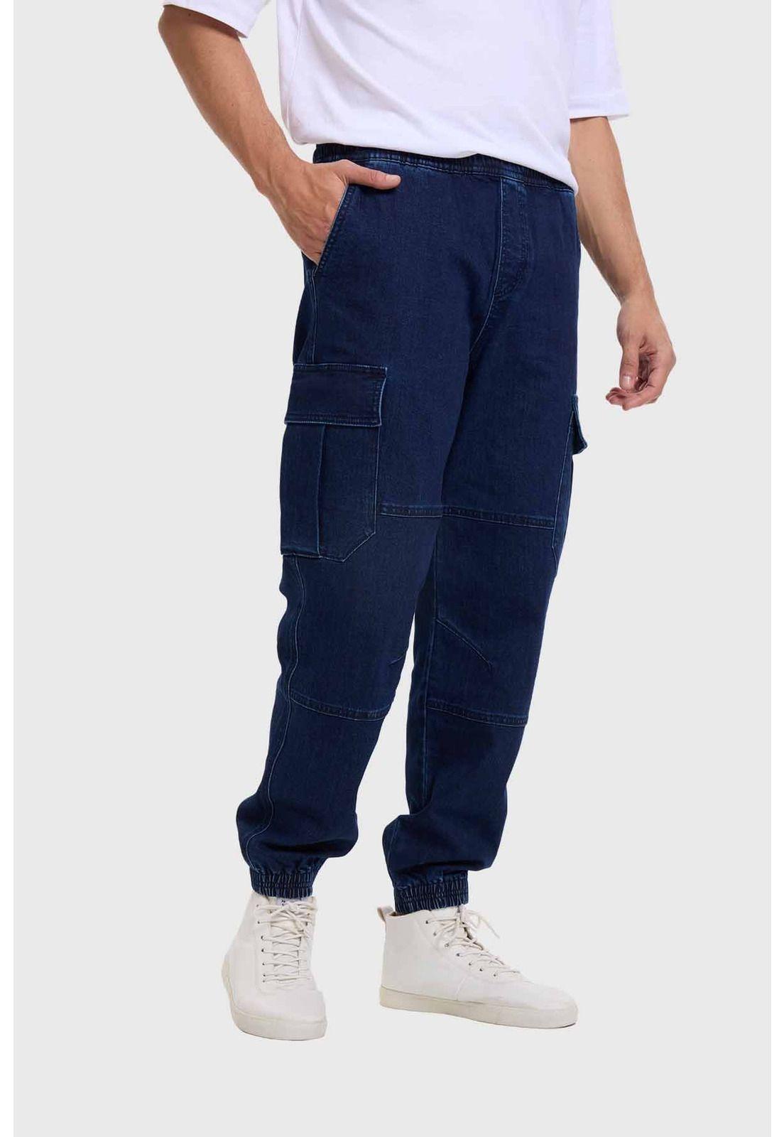 Jeans Hombre Jogger Cargo Azul-1