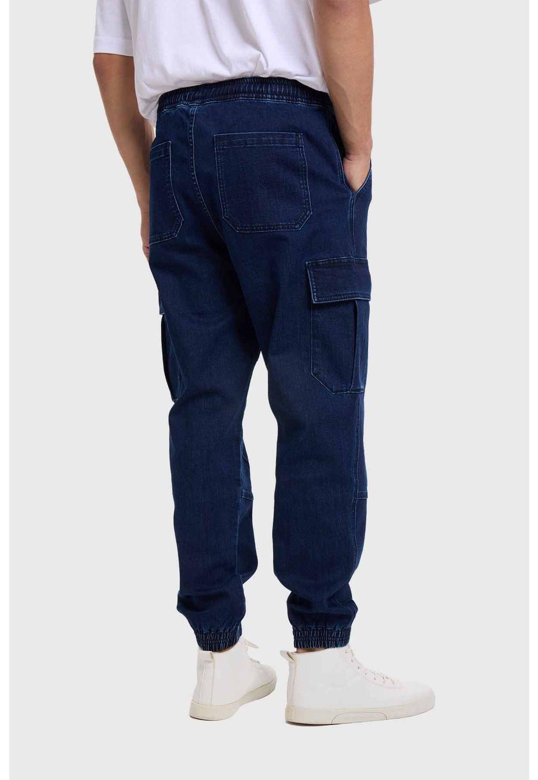 Jeans Hombre Jogger Cargo Azul-2