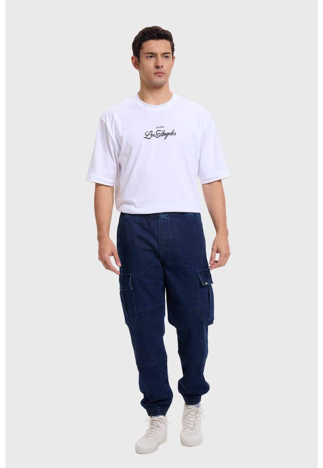 Jeans Hombre Jogger Cargo Azul-3