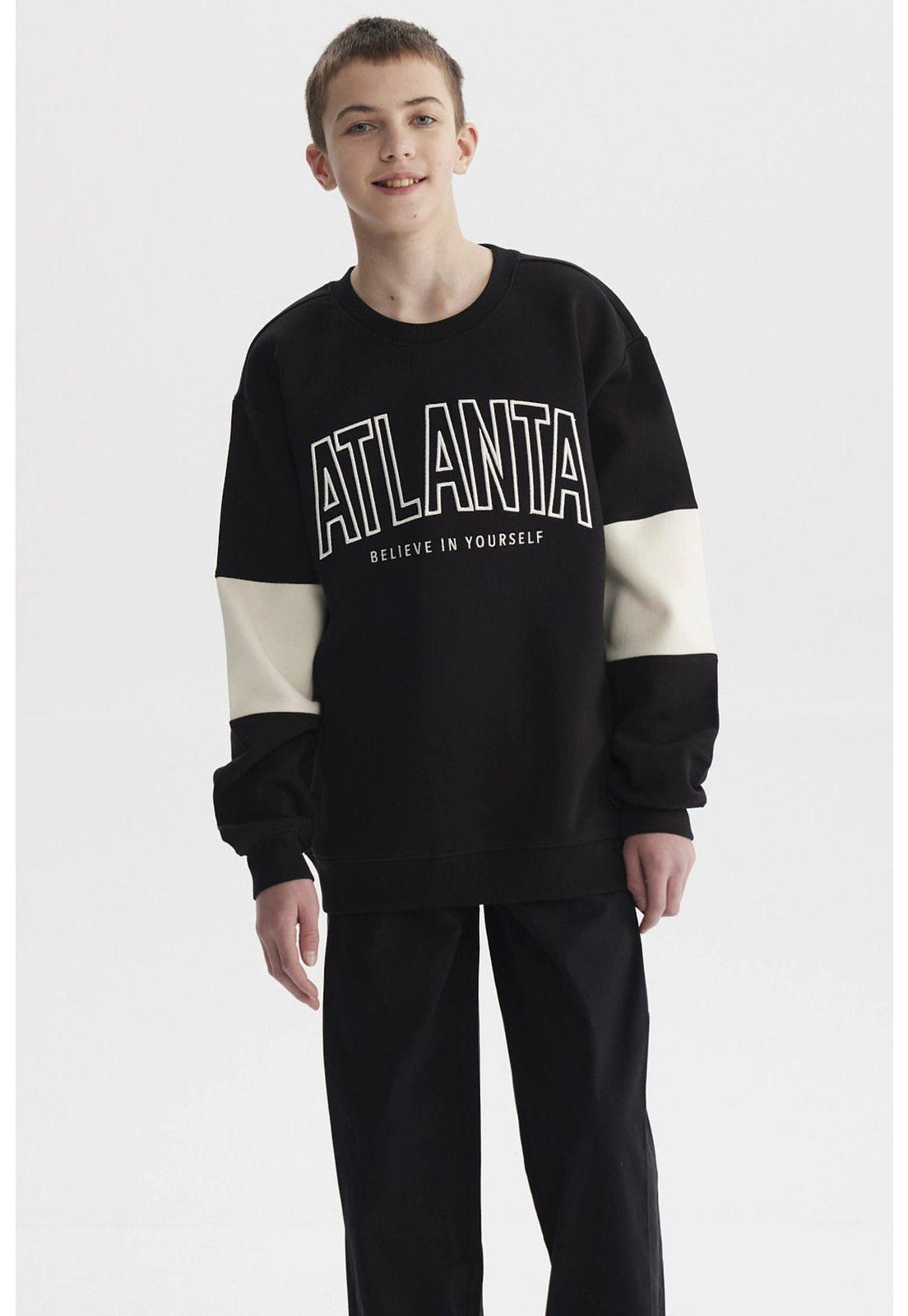 Polerón Niño College Franjas Negro-0