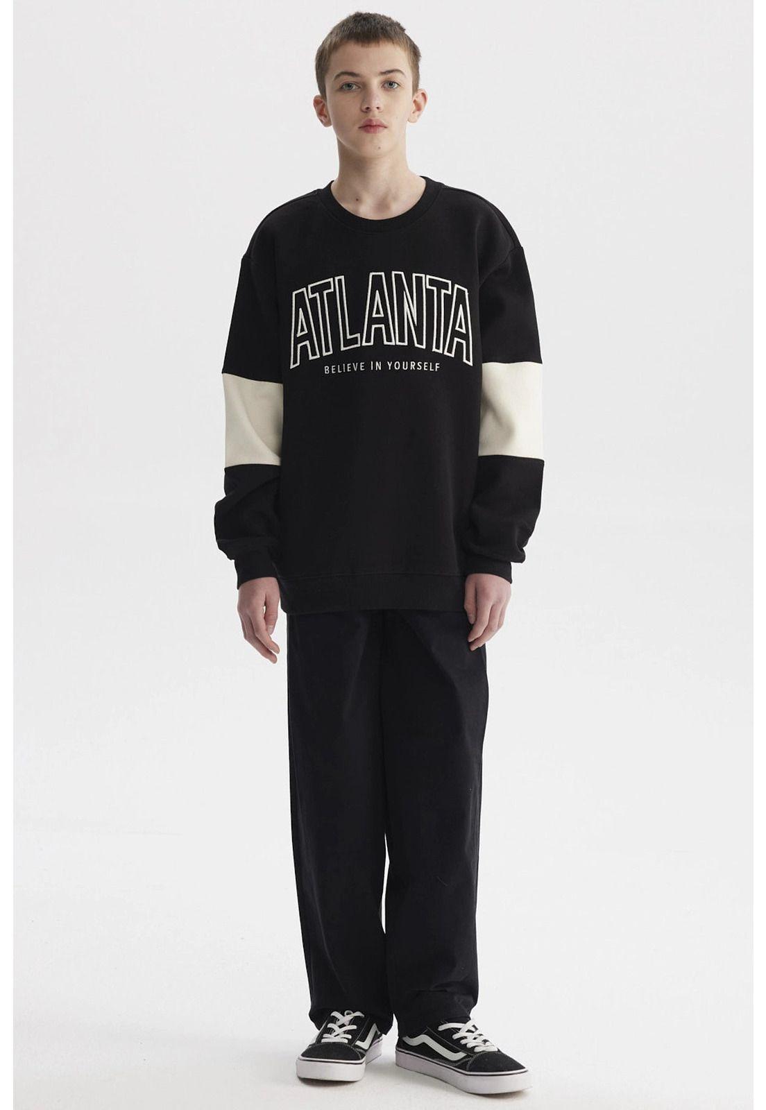 Polerón Niño College Franjas Negro-3