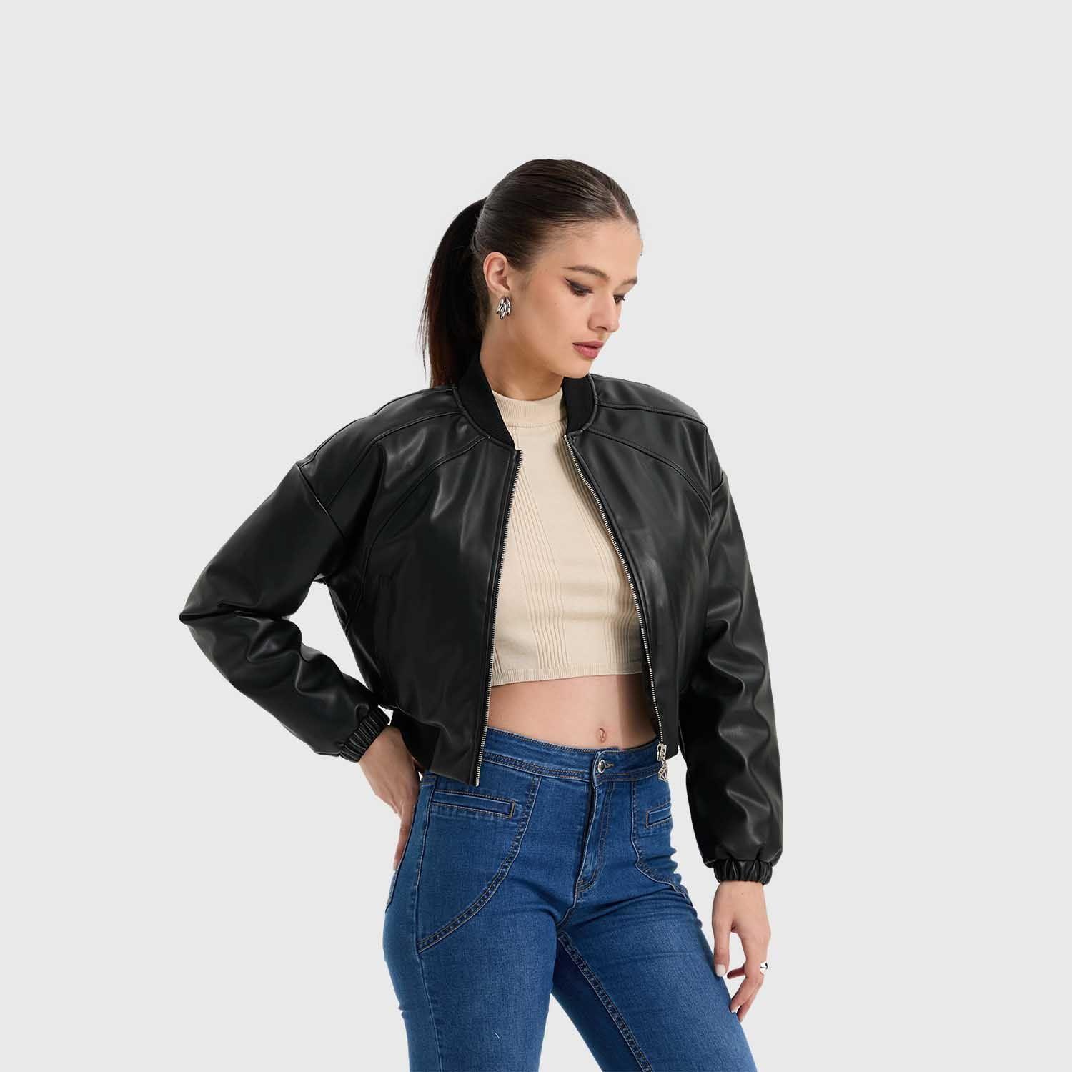 Chaqueta Mujer Bomber Negro Iv Fsp Fashion's Park-1