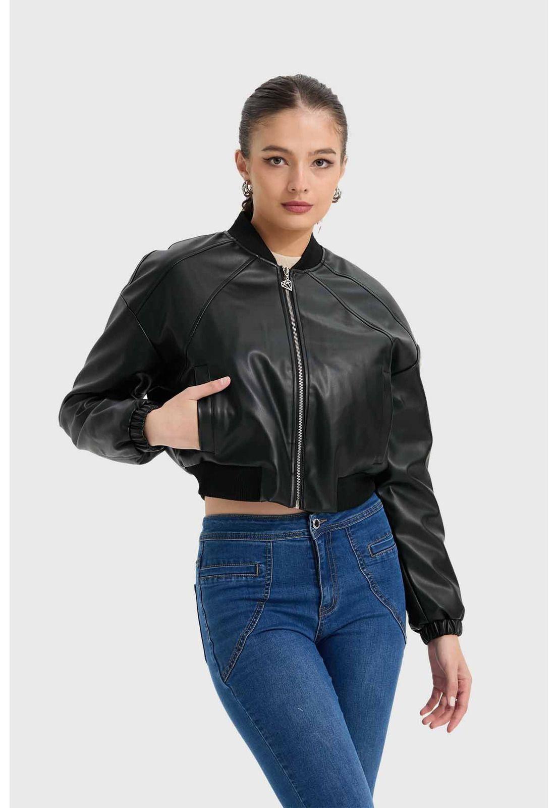 Chaqueta Mujer Bomber Negro - lV-0