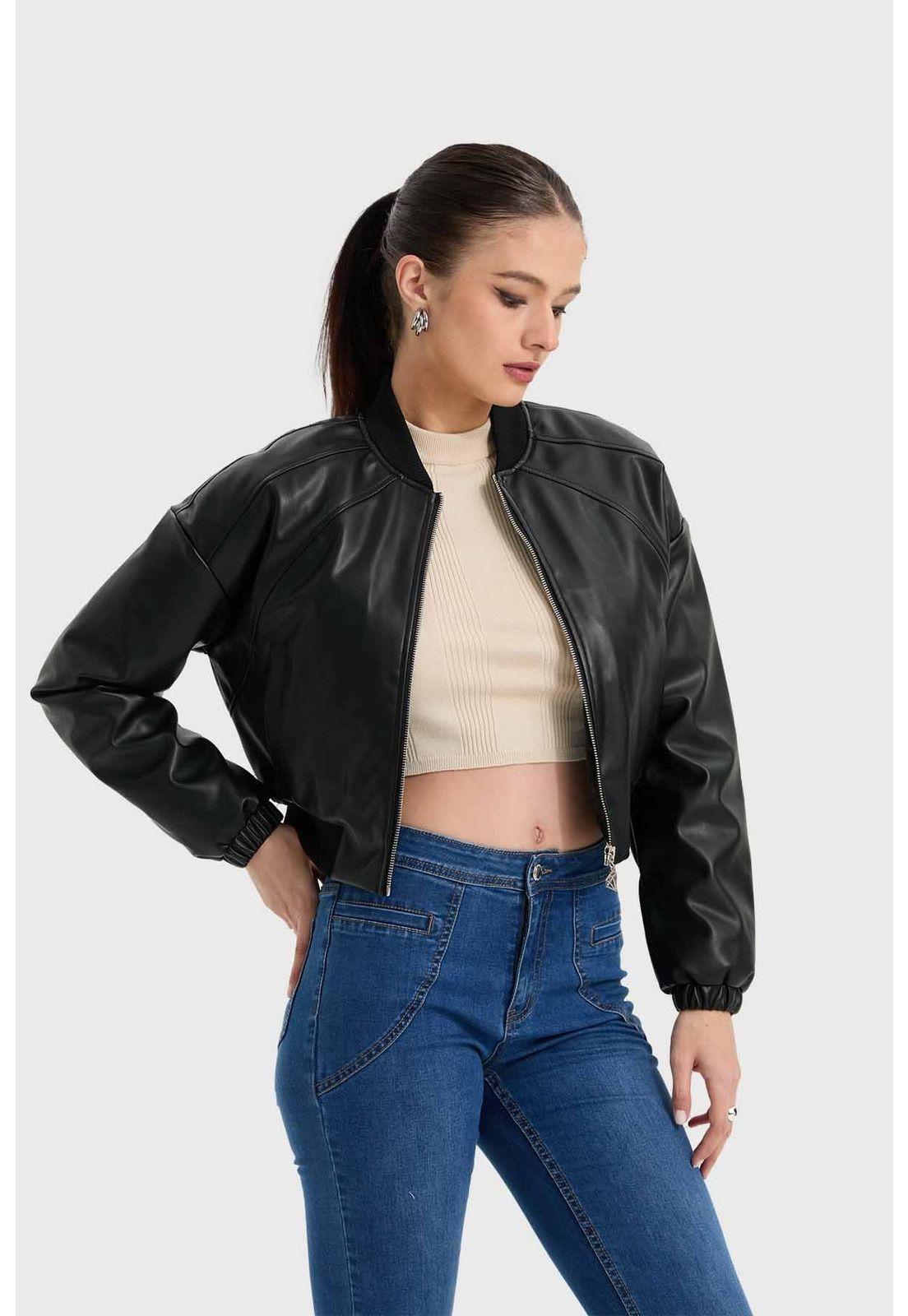 Chaqueta Mujer Bomber Negro - lV-1