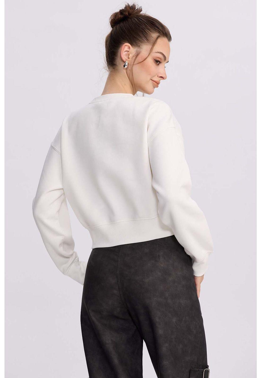 Polerón Mujer Crop Print Blanco-2