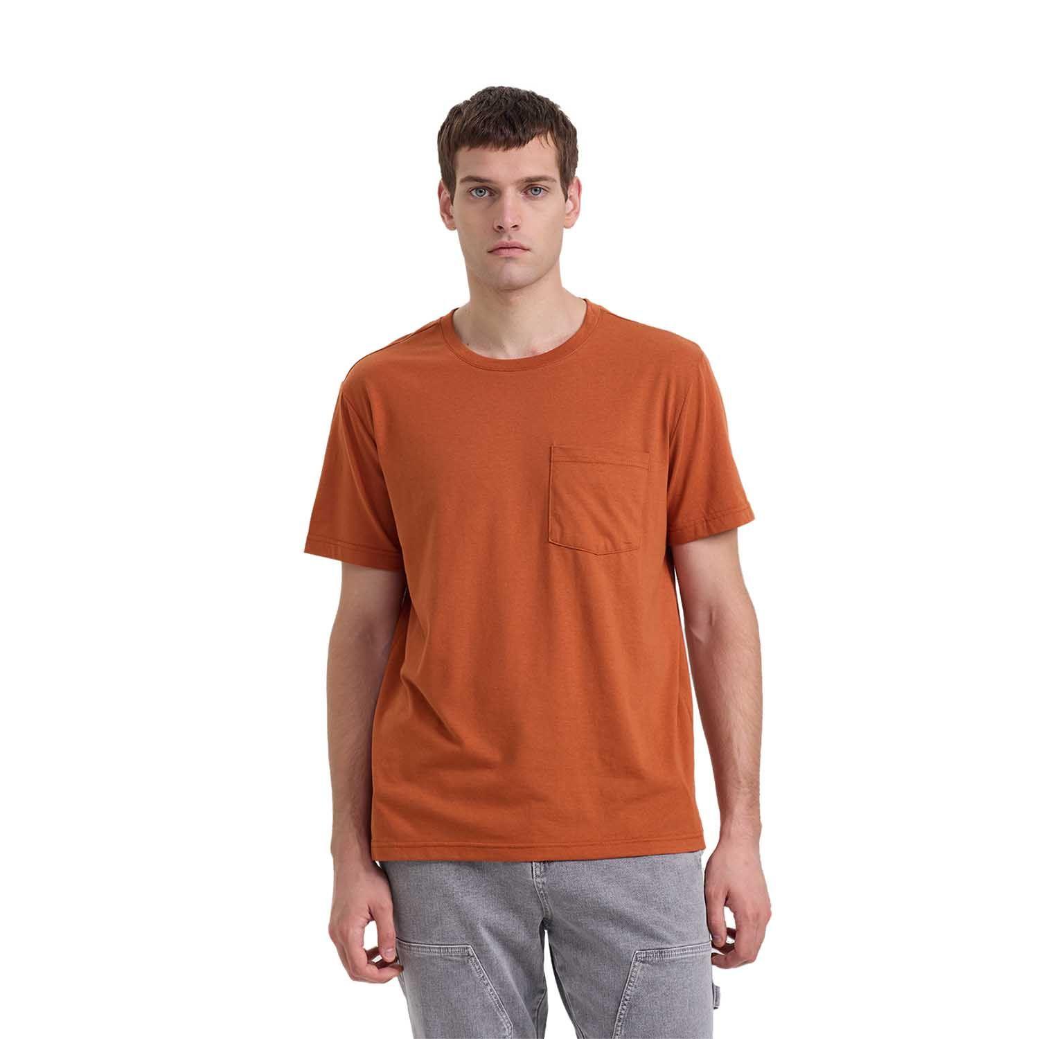 Polera Hombre Básica Con Bolsillo Ocre Claro Fashion's Park-0
