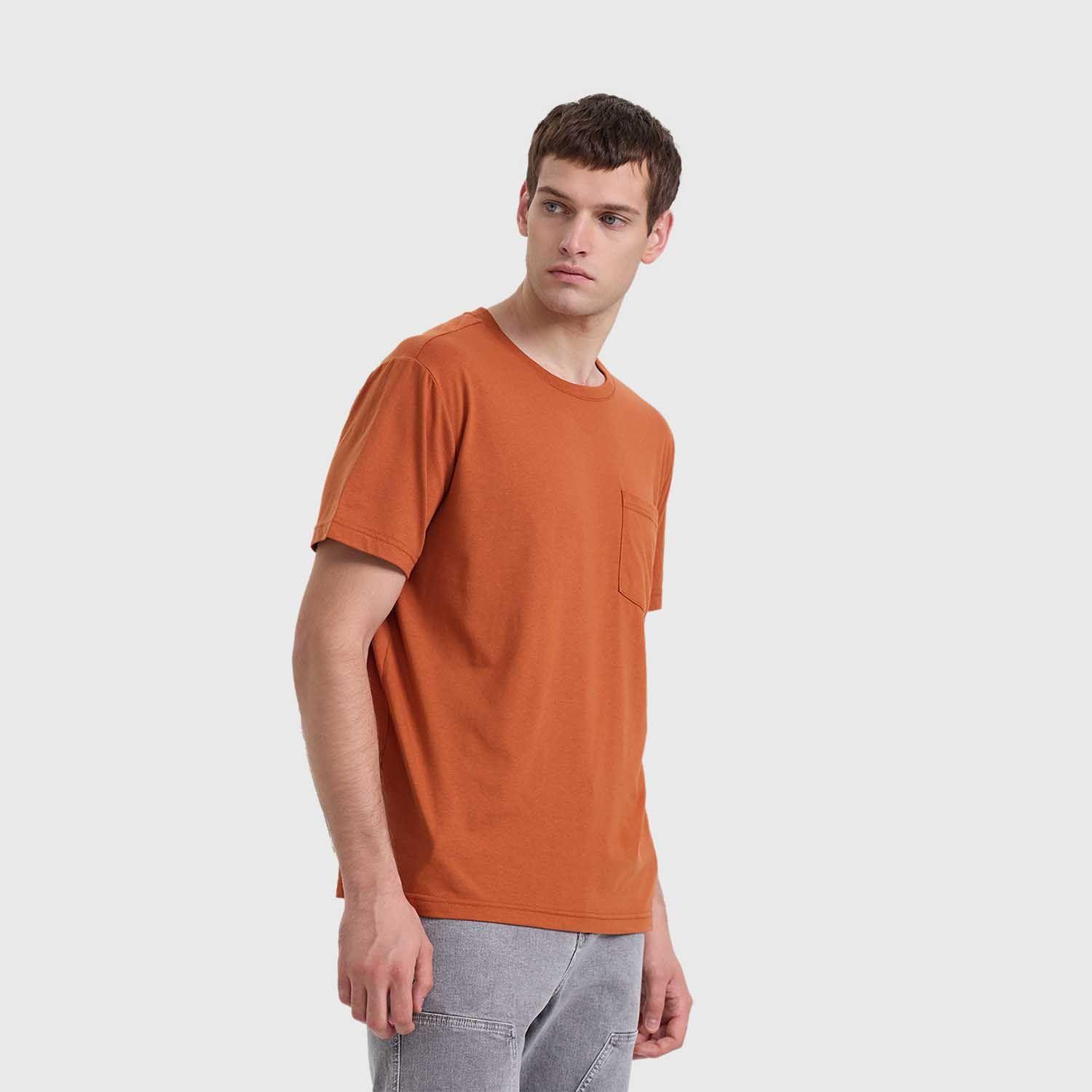Polera Hombre Básica Con Bolsillo Ocre Claro Fashion's Park-1