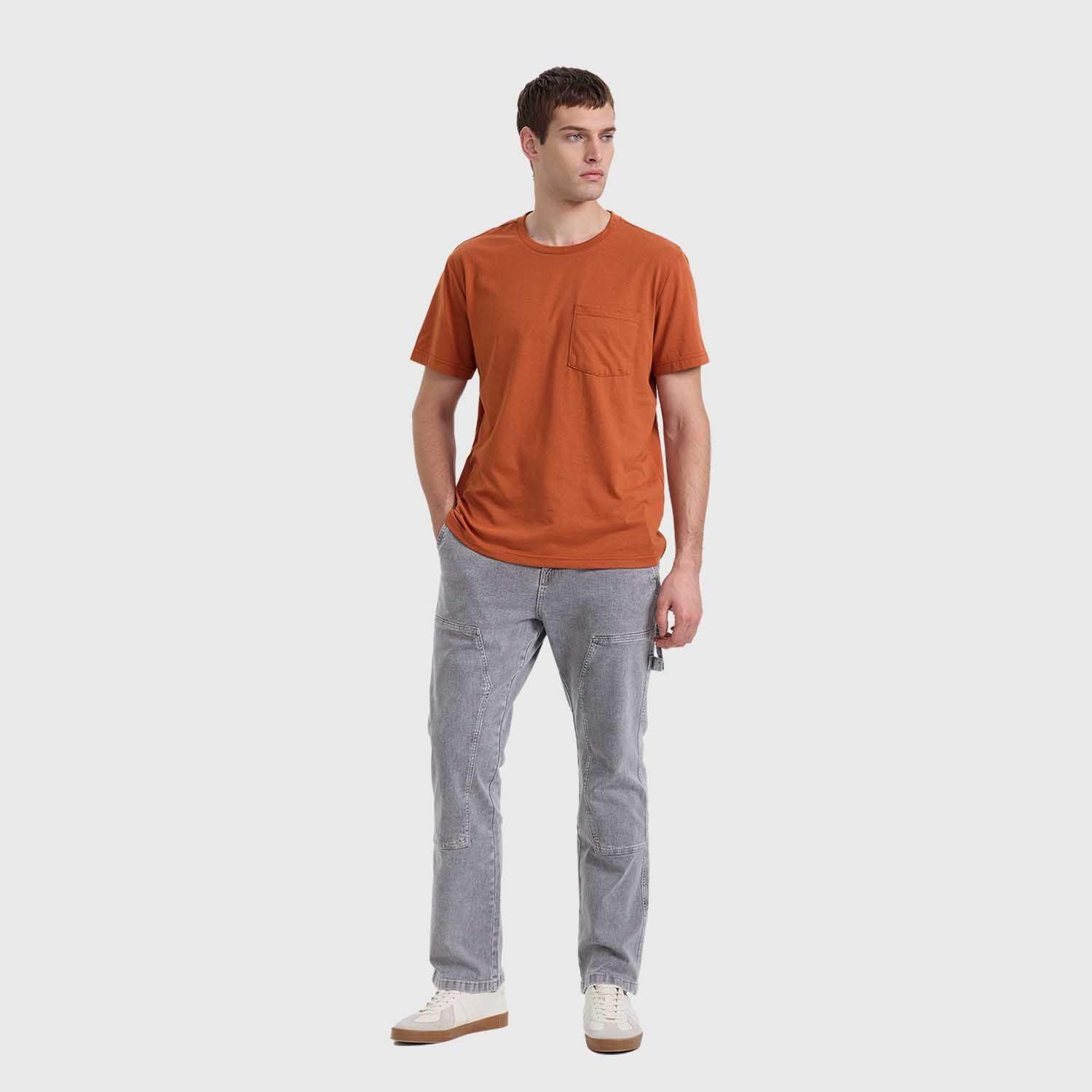 Polera Hombre Básica Con Bolsillo Ocre Claro Fashion's Park-3