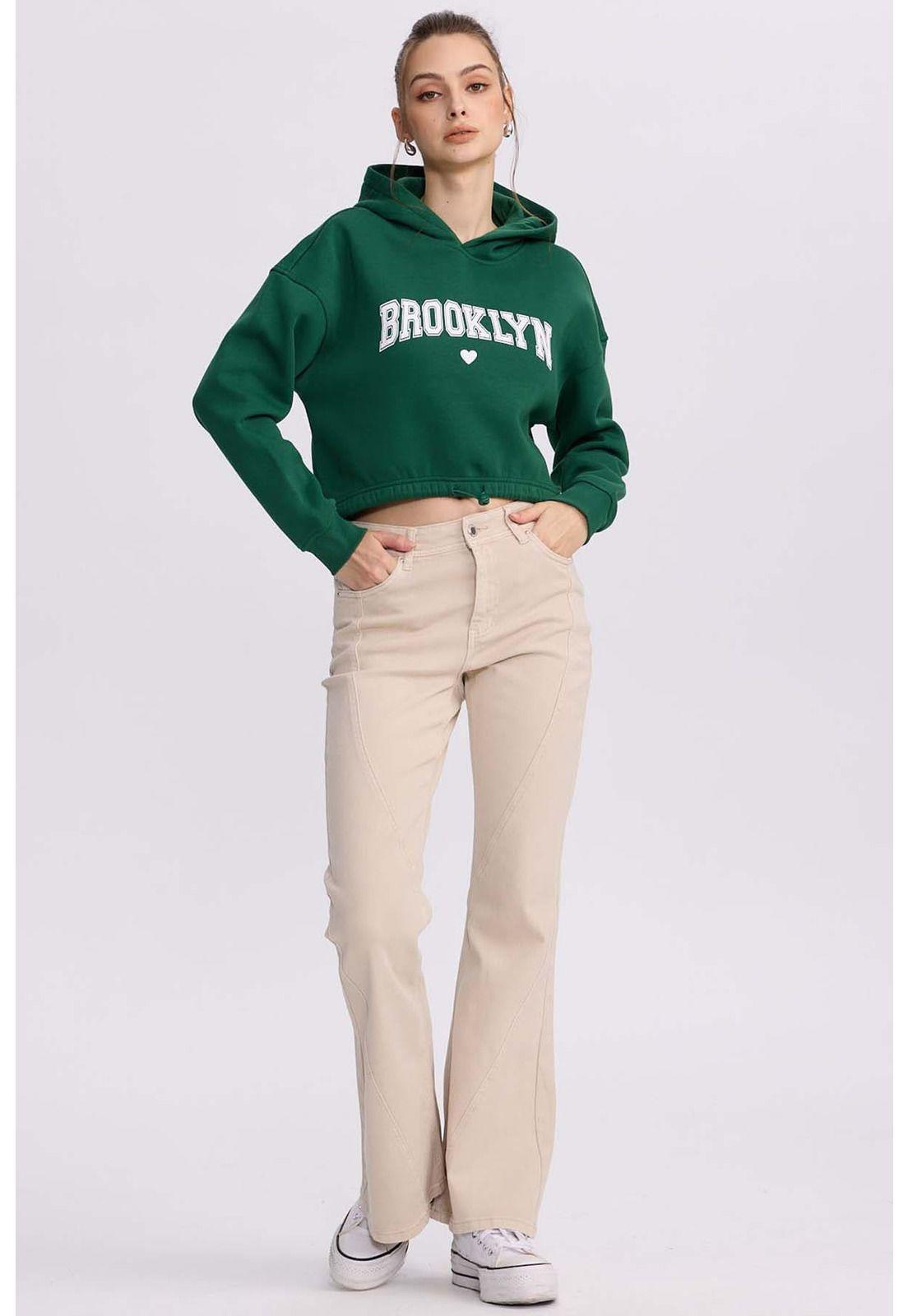 Jeans Mujer Flare Color Line Beige Claro-3