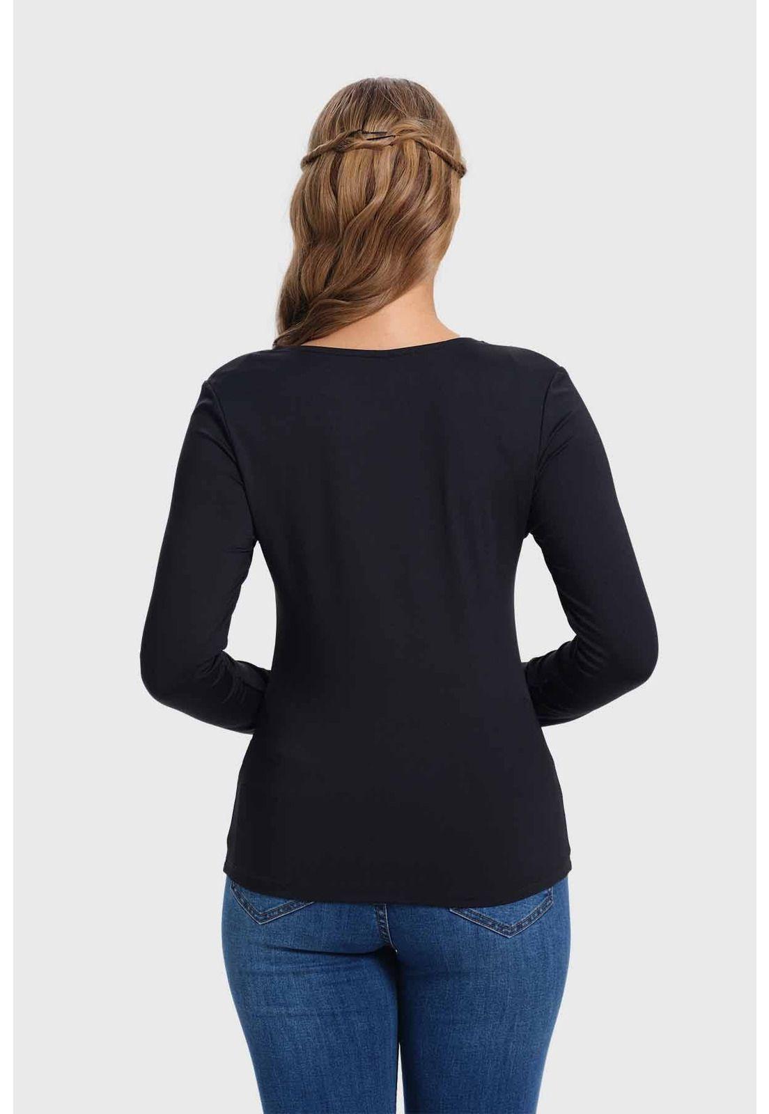 Polera Mujer Escote Cuadrado Negro - lll-2