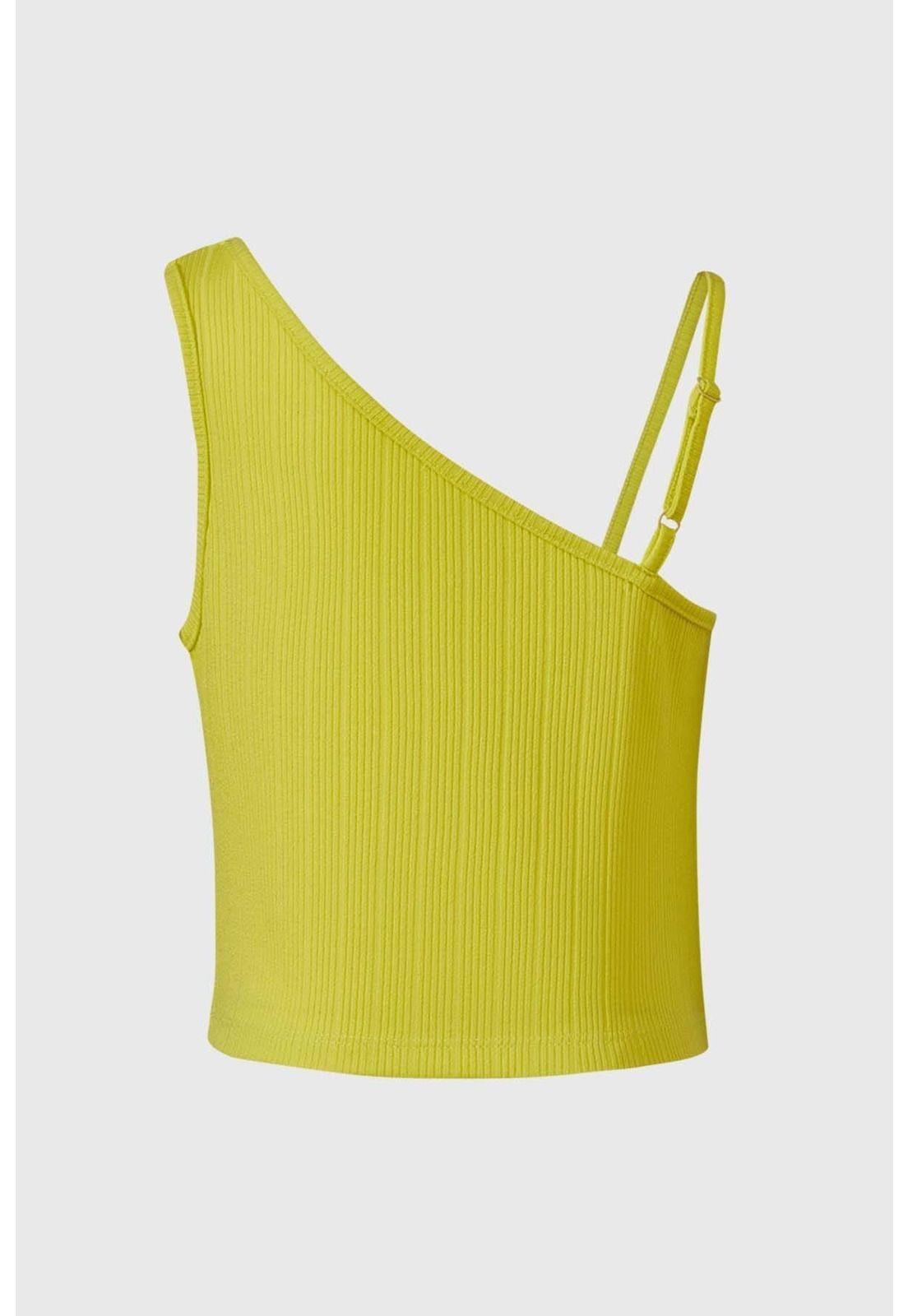 Polera Niña Un Hombro Pistacho-1