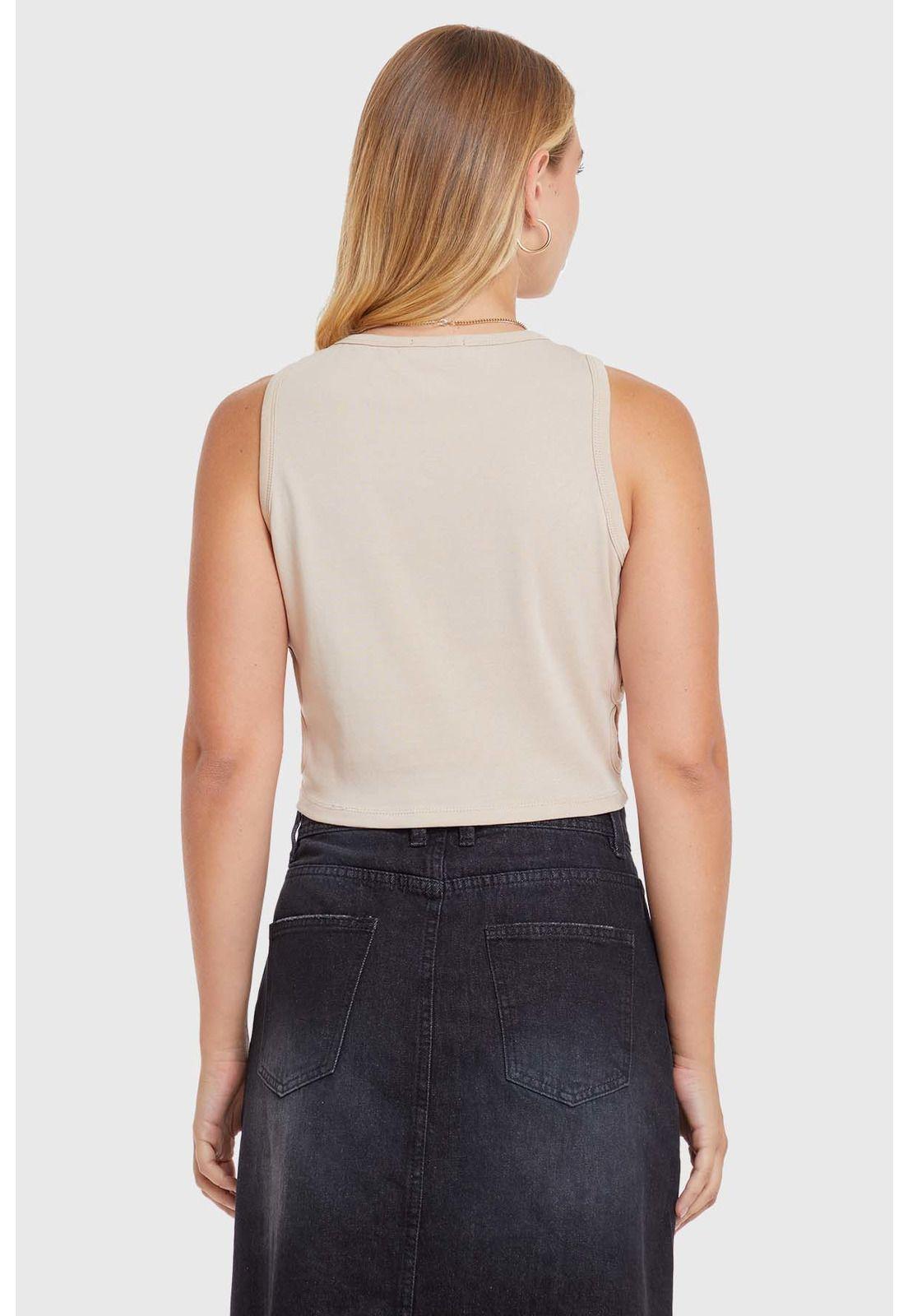 Polera Mujer Top Cut Out Costado Nude-2