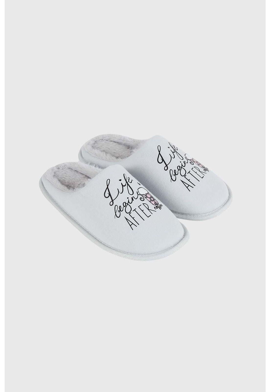 Pantufla Mujer Print Gris-1