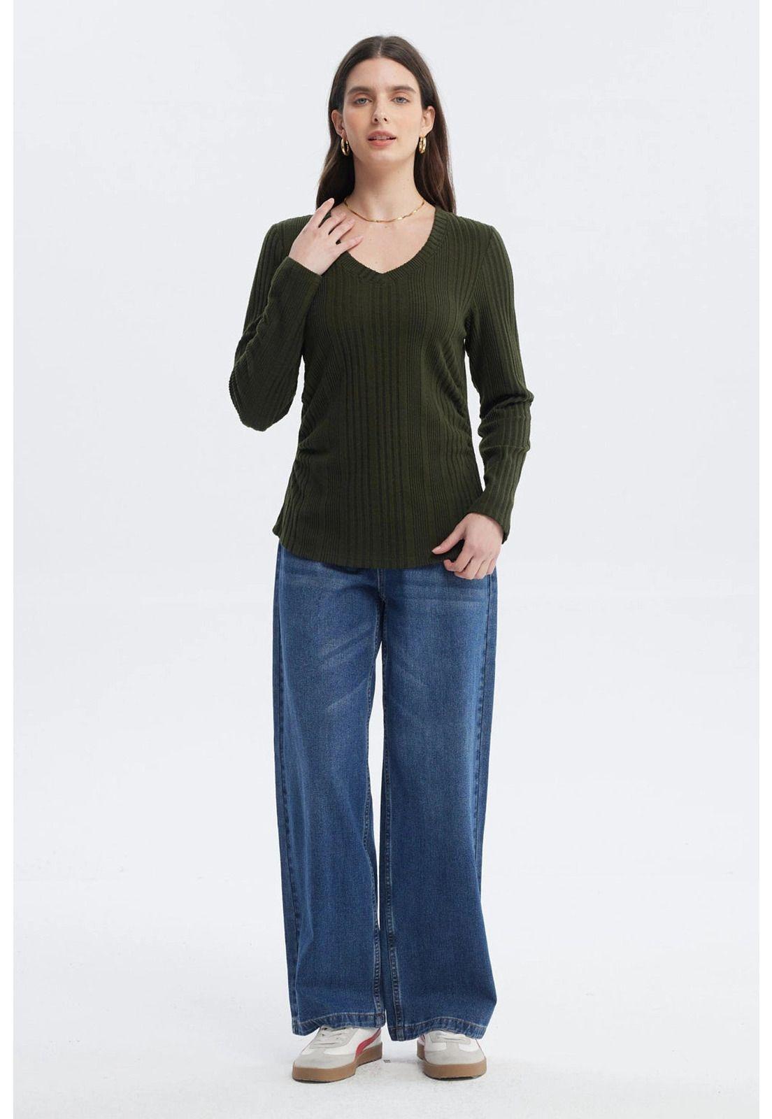 Polera Mujer Slim Verde Musgo-3