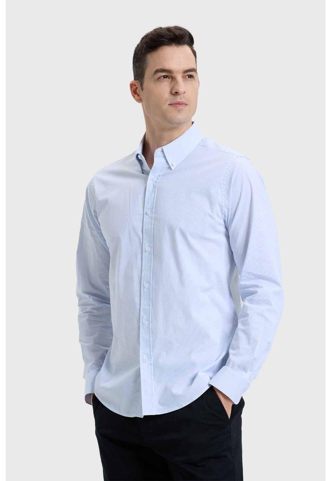 Camisa Hombre Slim Fit Rayas Azul-1