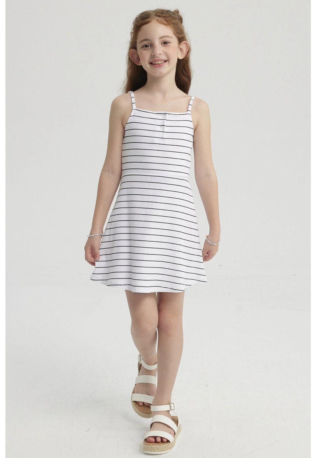 Vestido Niña Rayas Blanco-0