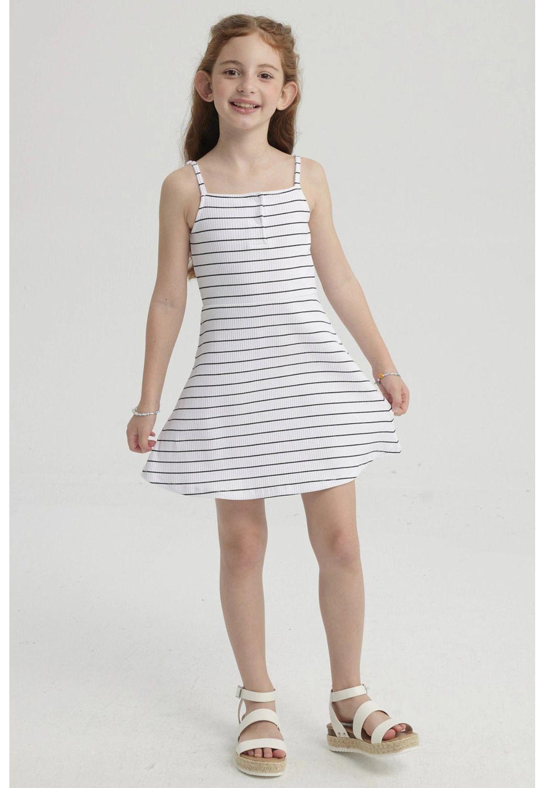 Vestido Niña Rayas Blanco-1