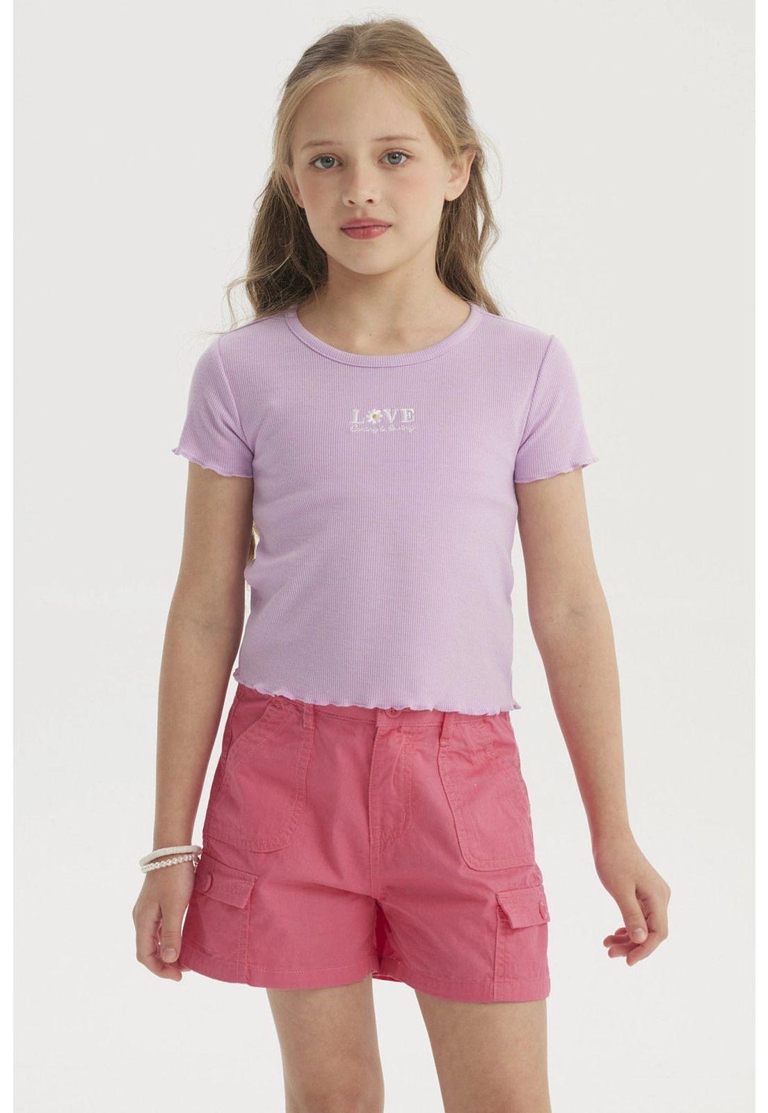 Polera Niña Rib Print Bordado Lila-0
