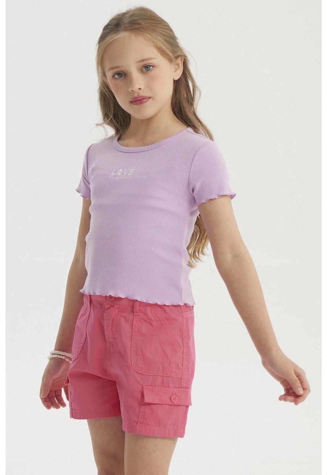 Polera Niña Rib Print Bordado Lila-1