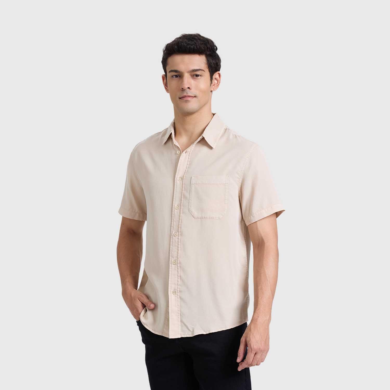 Camisa Hombre Con Bolsillo Beige Fashions Park-1