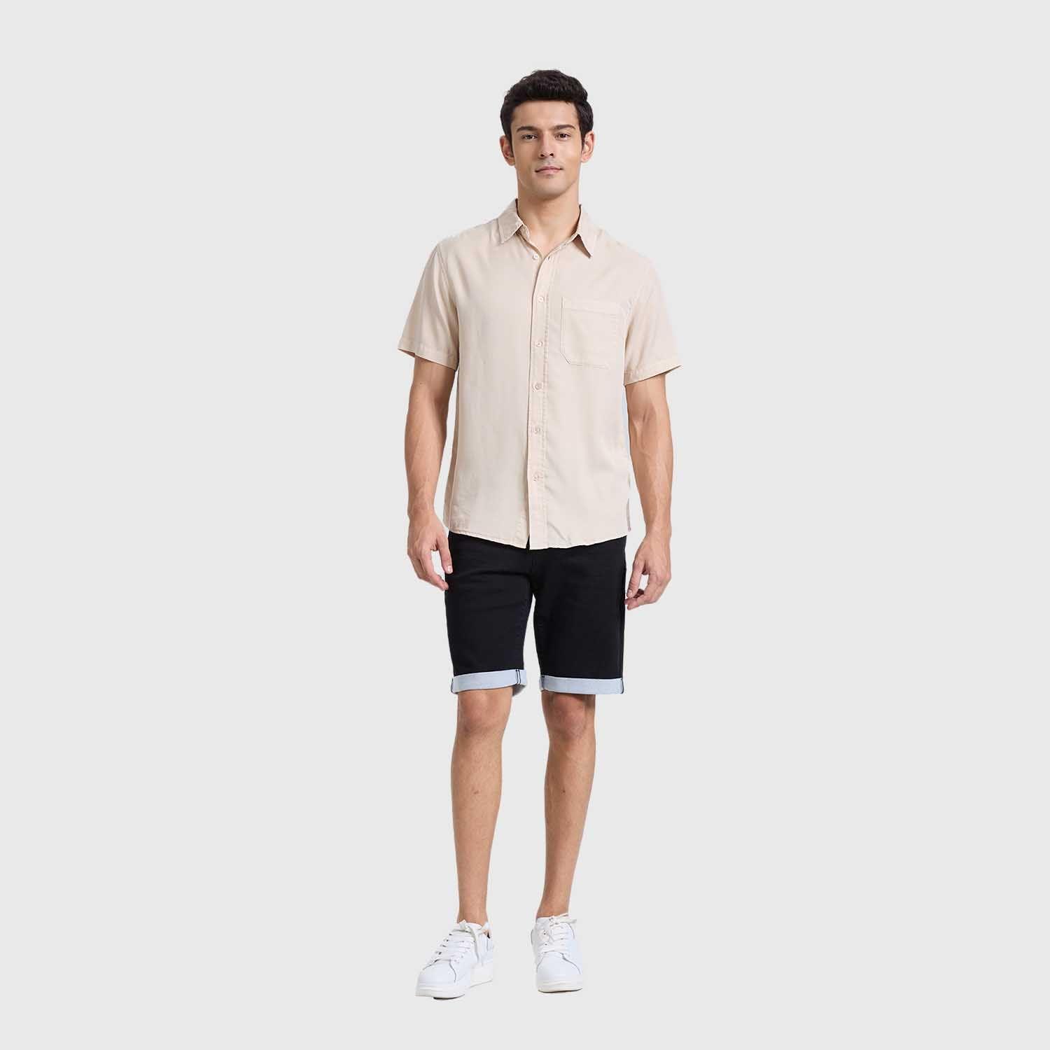 Camisa Hombre Con Bolsillo Beige Fashions Park-3