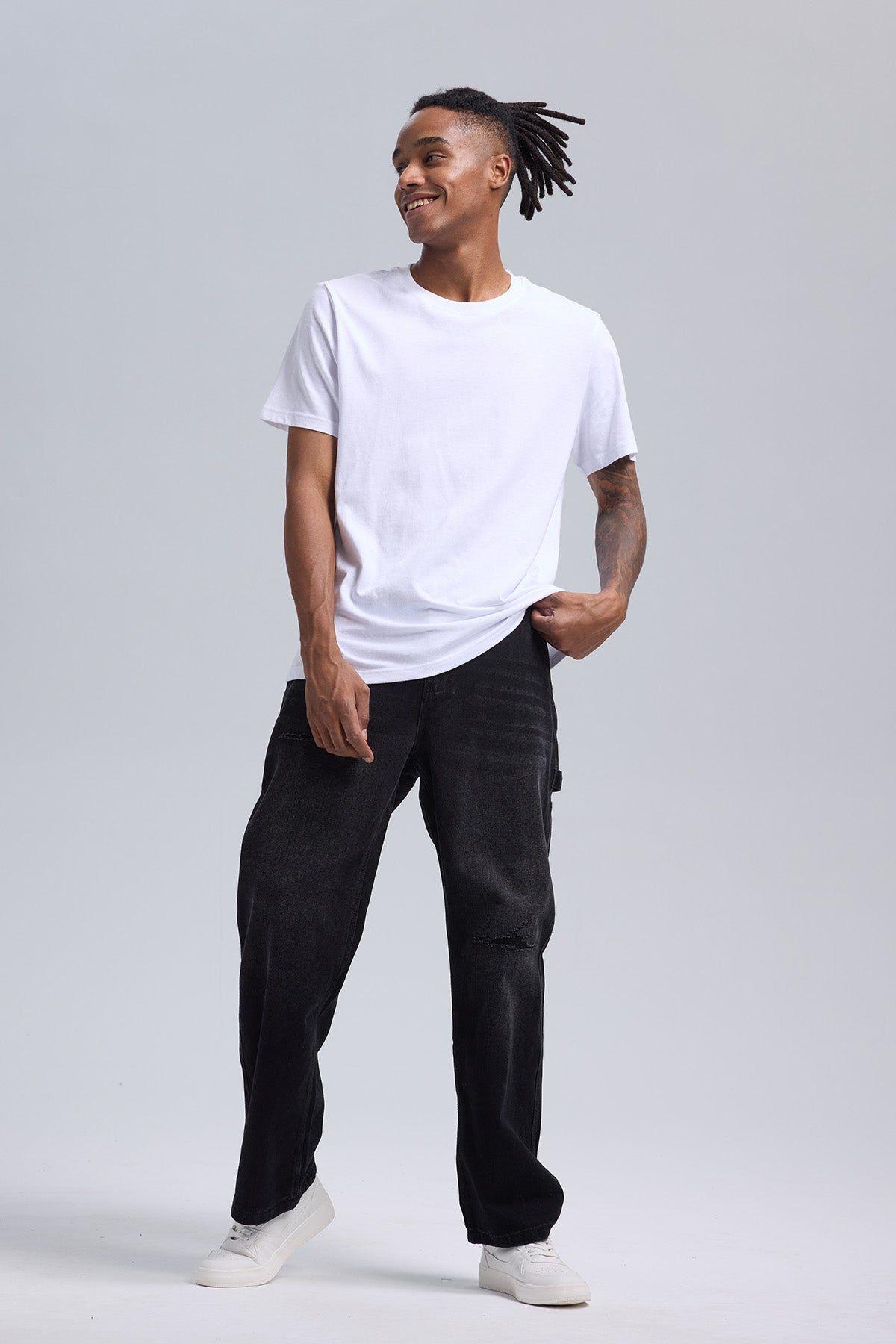 Jeans Hombre Baggy Rotura Negro-3