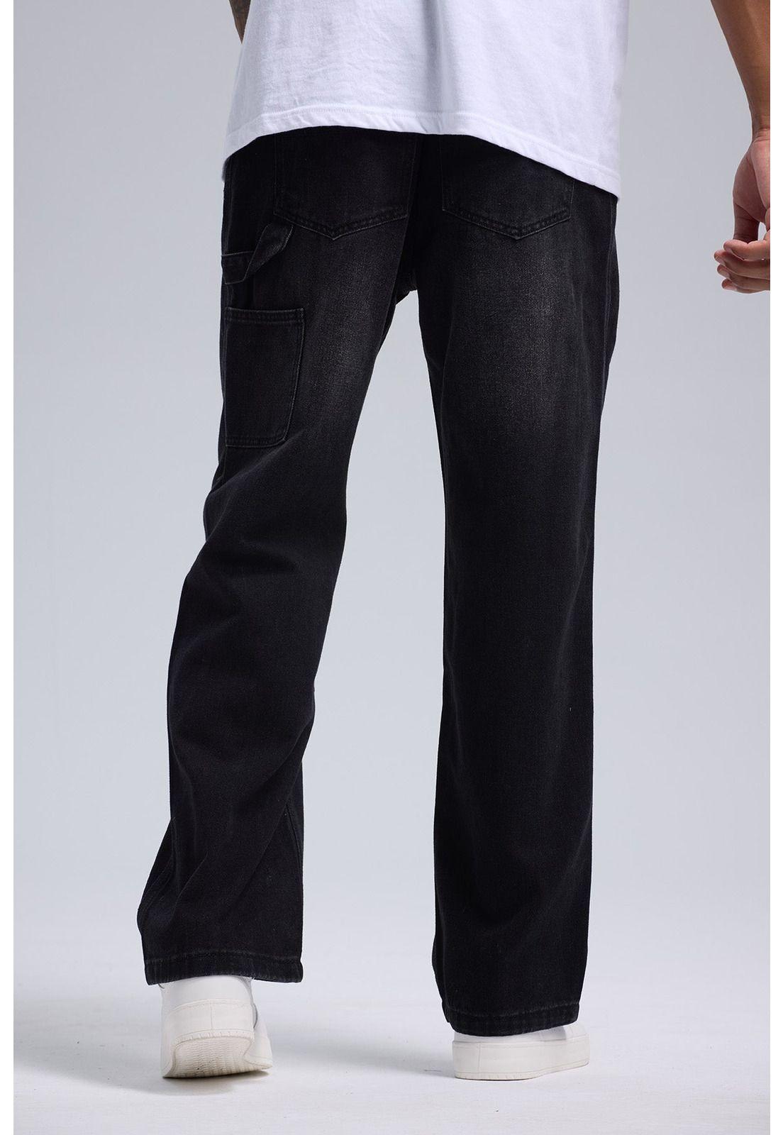 Jeans Hombre Baggy Rotura Negro-2