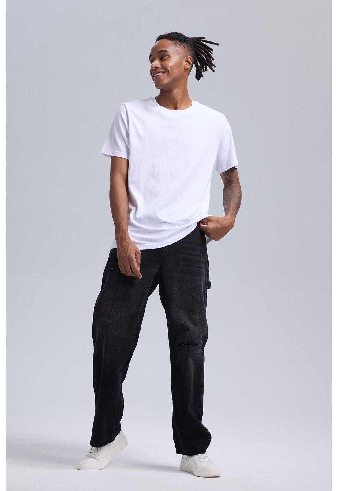 Jeans Hombre Baggy Rotura Negro-3