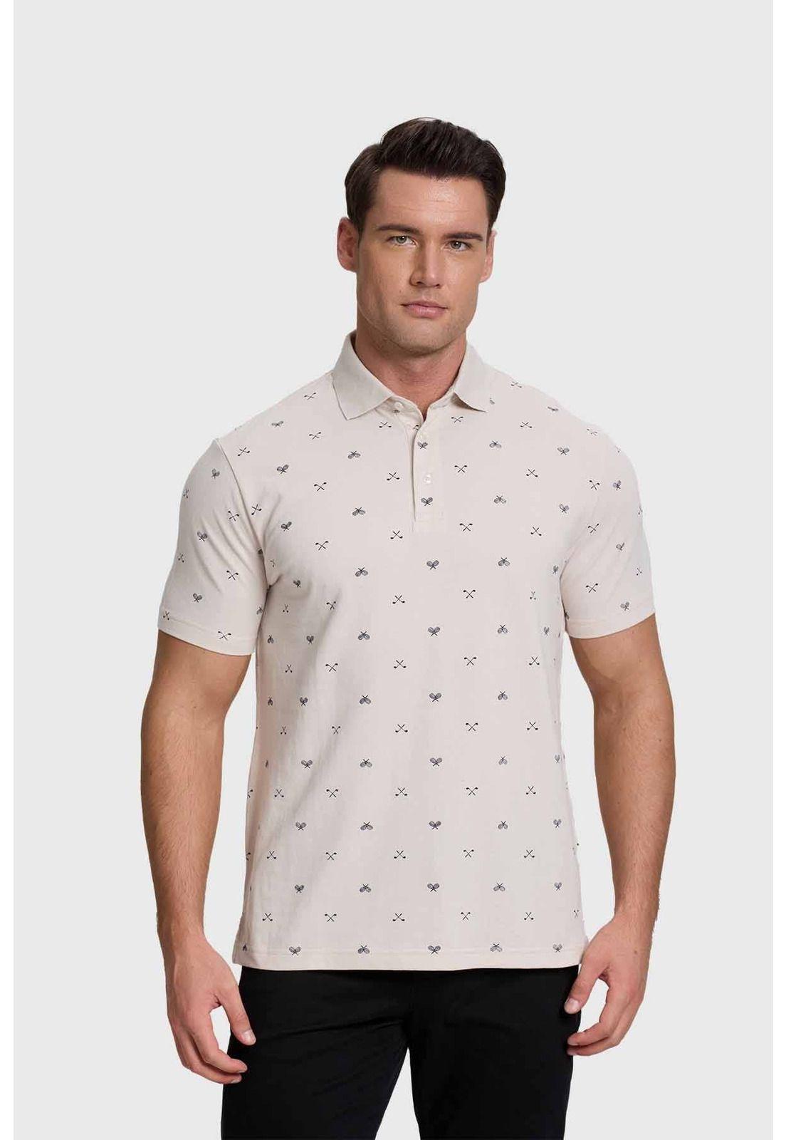 Polera Hombre Mini Print Beige-0