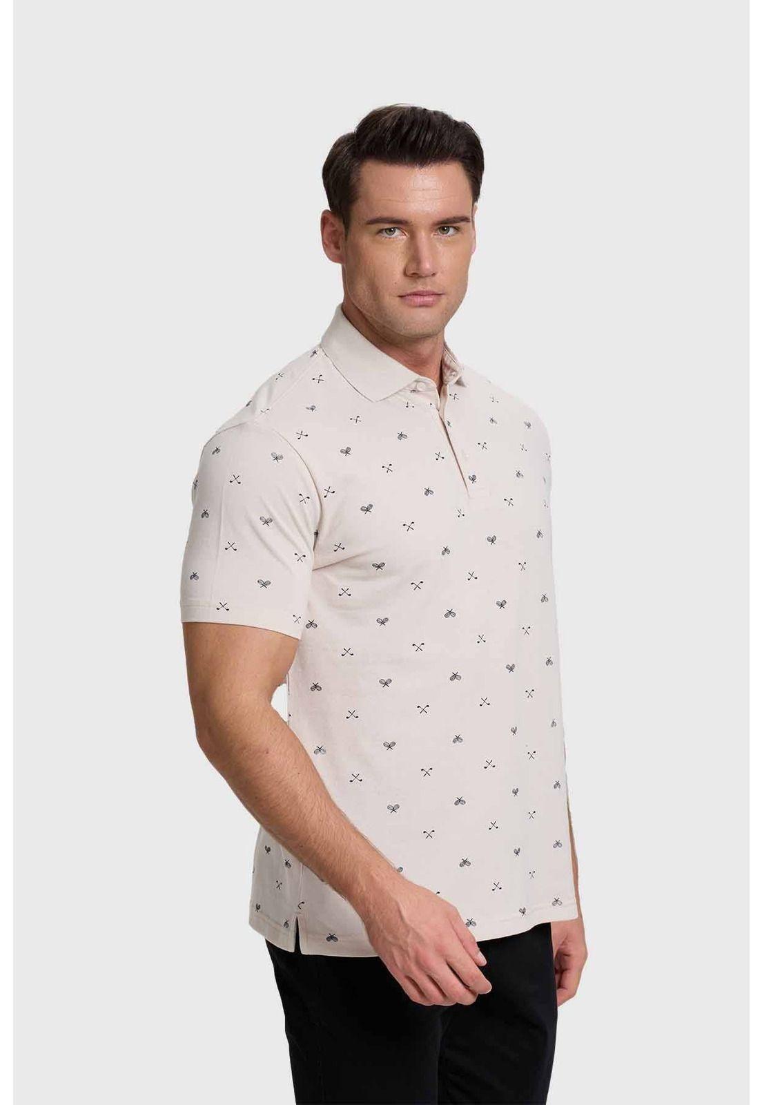 Polera Hombre Mini Print Beige-1