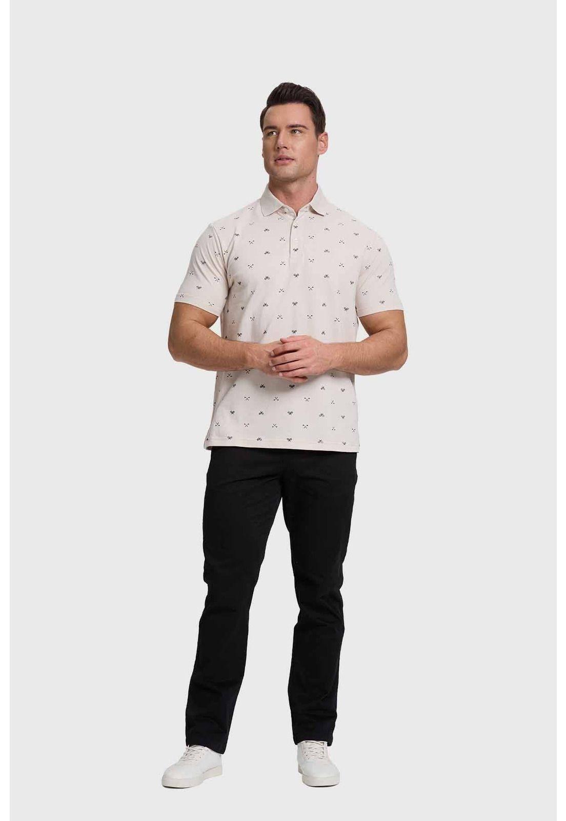 Polera Hombre Mini Print Beige-3