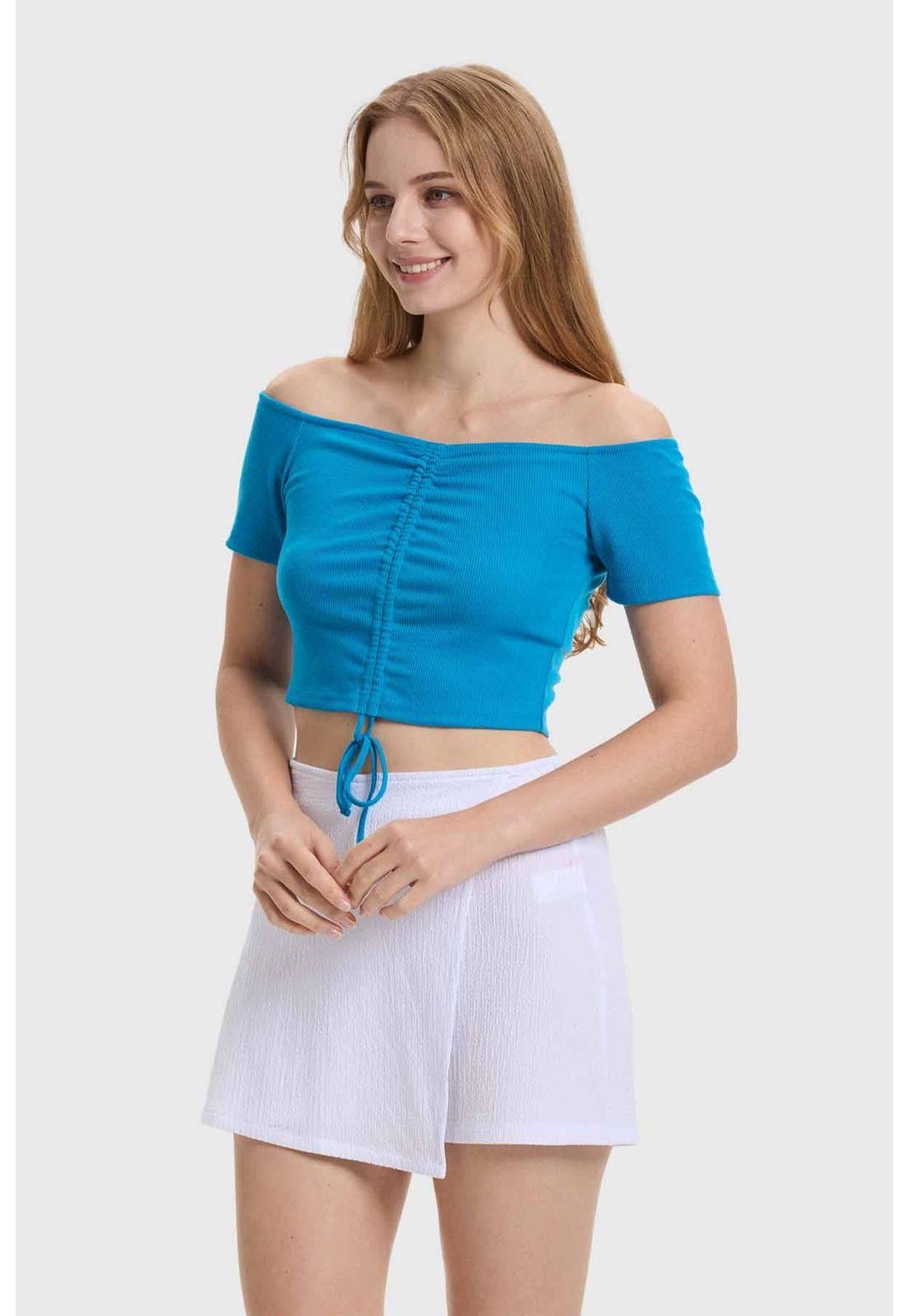 Polera Mujer Bardot Azul-1