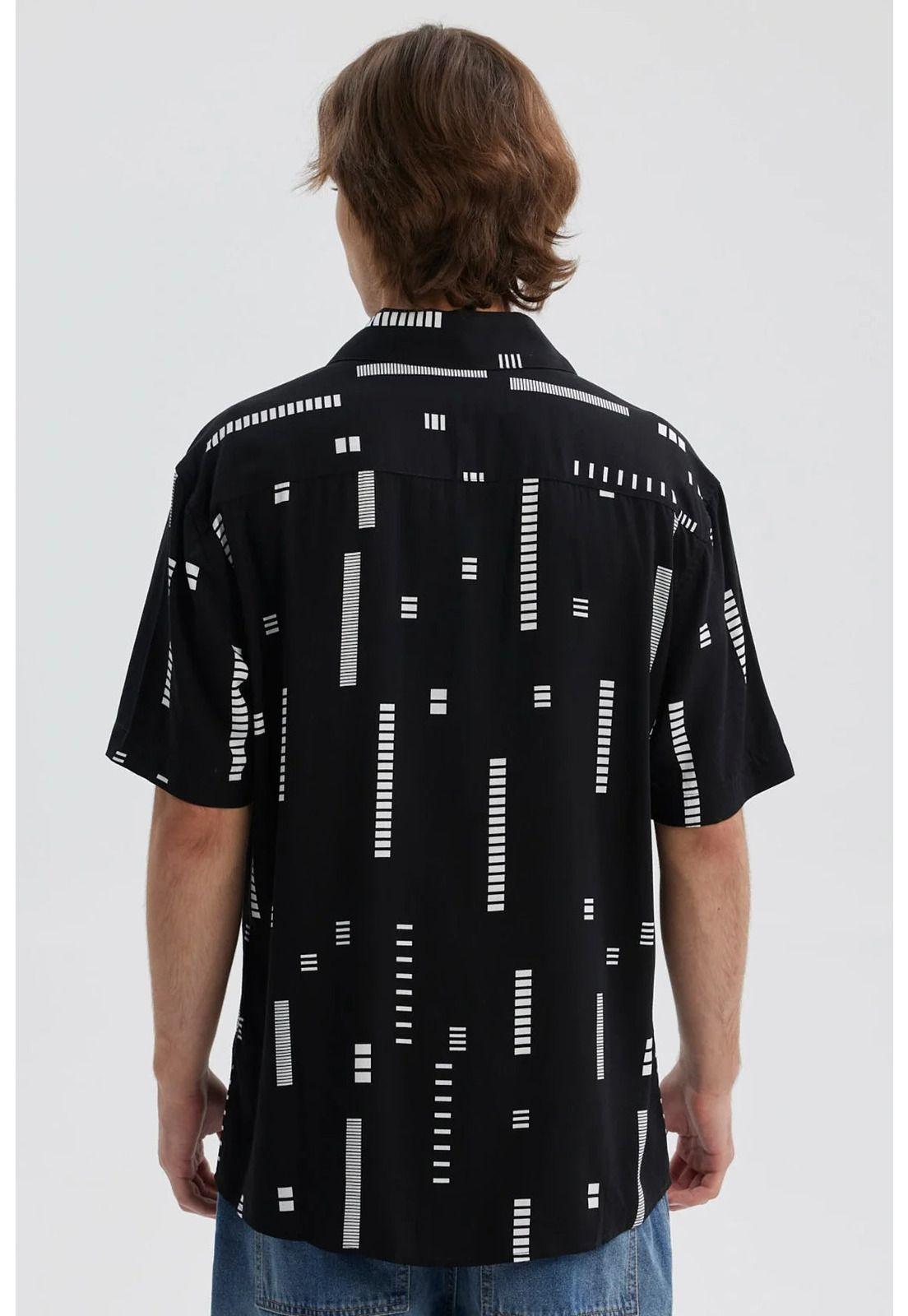 Camisa Hombre Full Print Negro - V-2