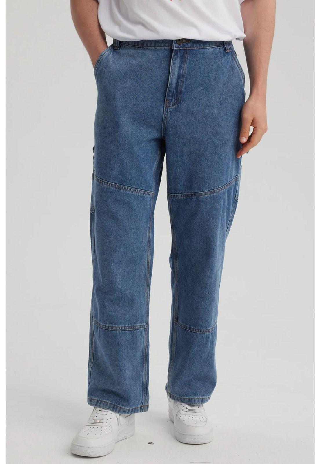 Jeans Hombre Recto Moda Azul-4