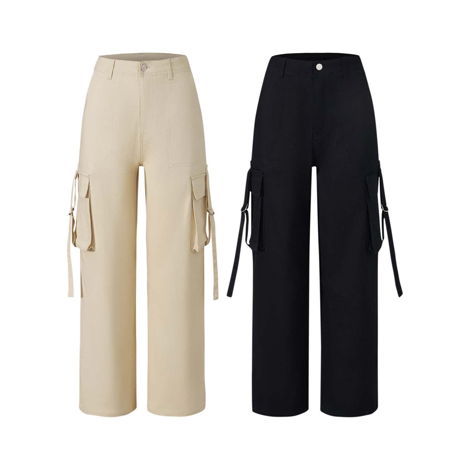 Pantalón Niña Cargo Tiras Negro Fashion's Park-0