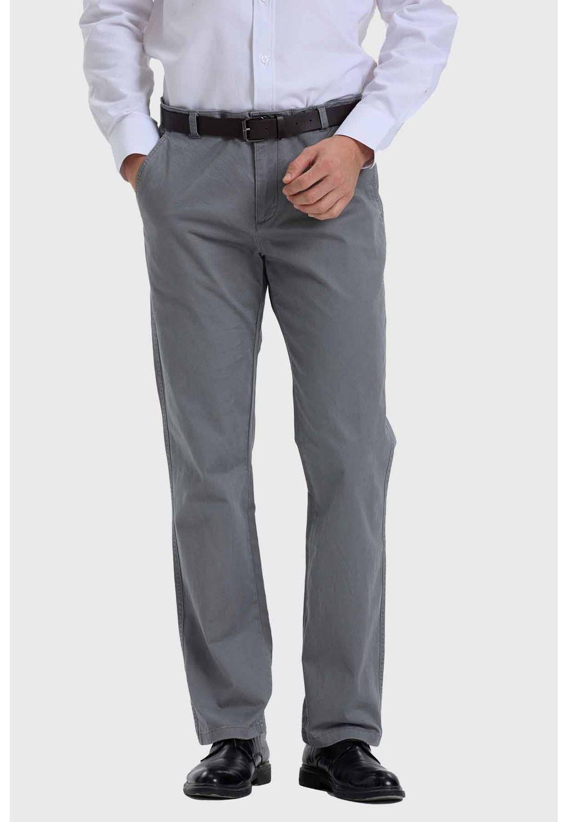 Pantalón Hombre Modelo Chino Cinturón Gris-0