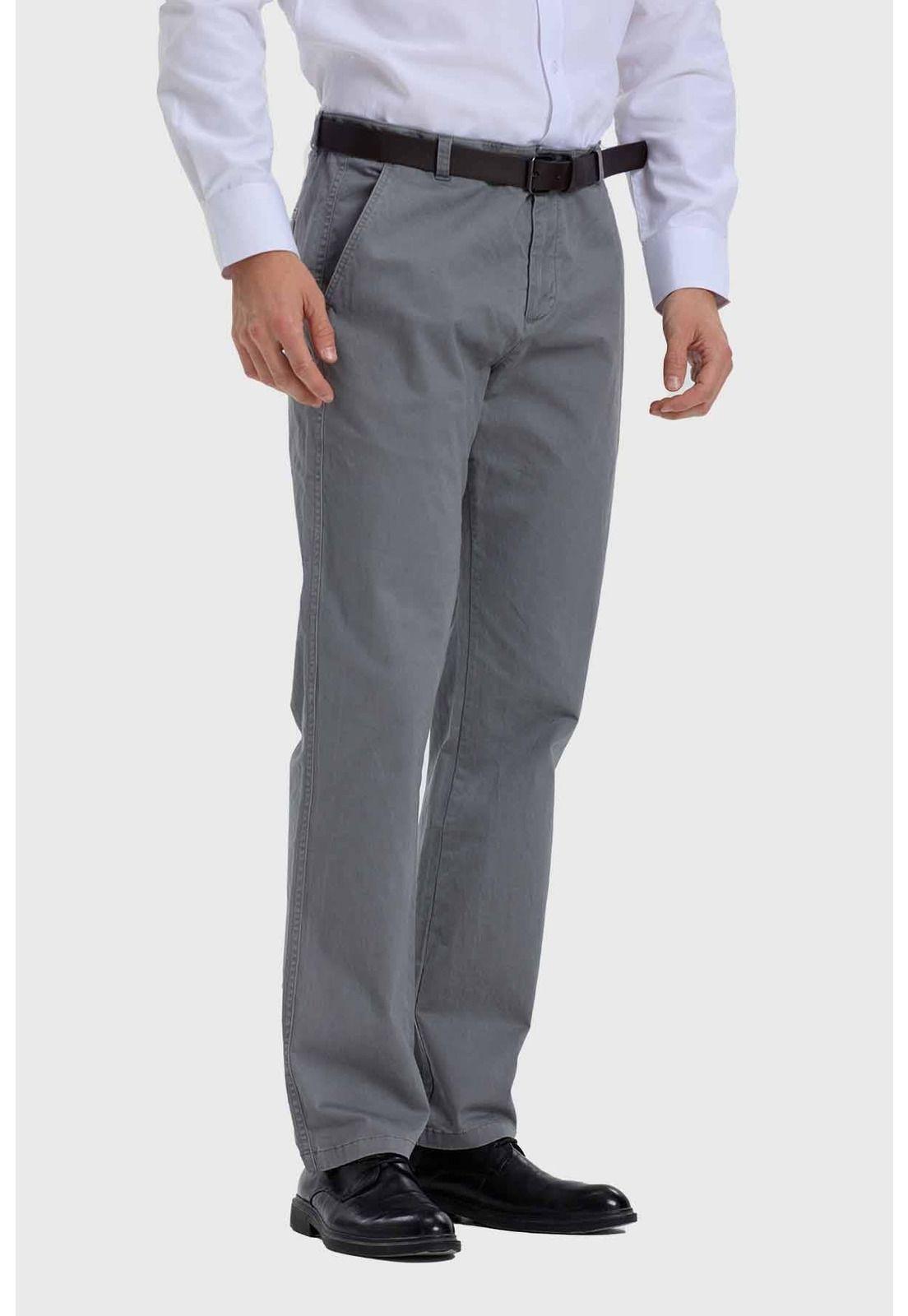 Pantalón Hombre Modelo Chino Cinturón Gris-1
