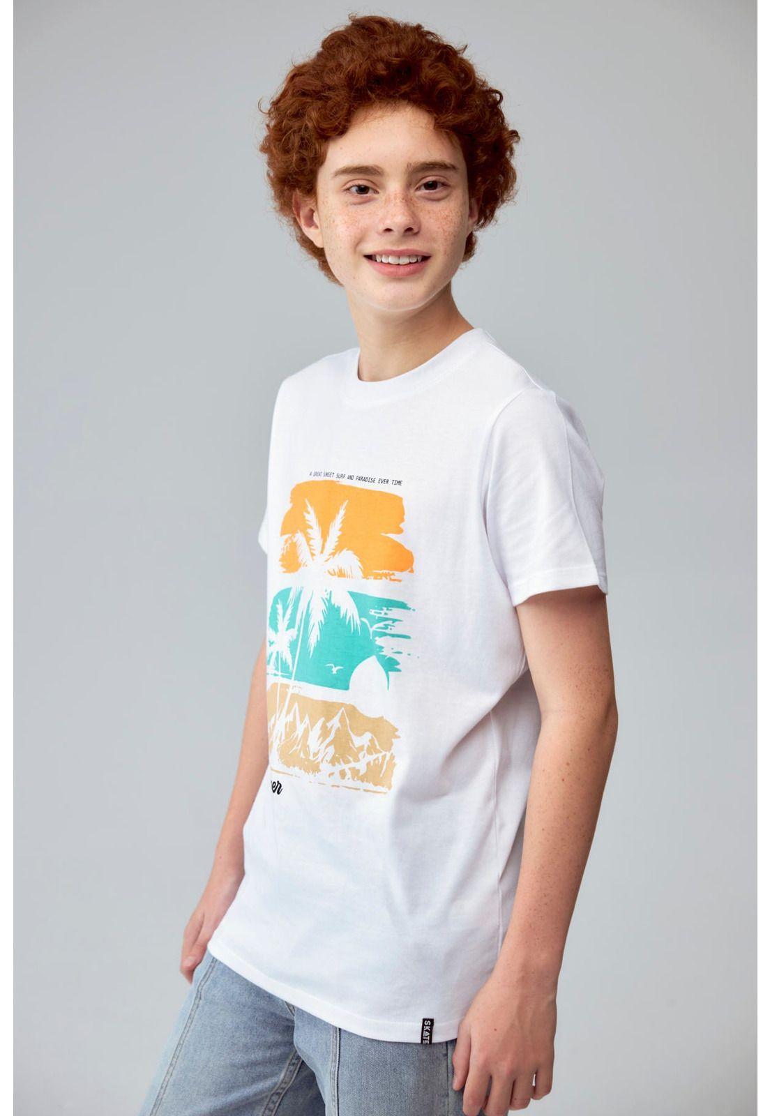 Polera Niño Básica Estampada Blanco - ll-1