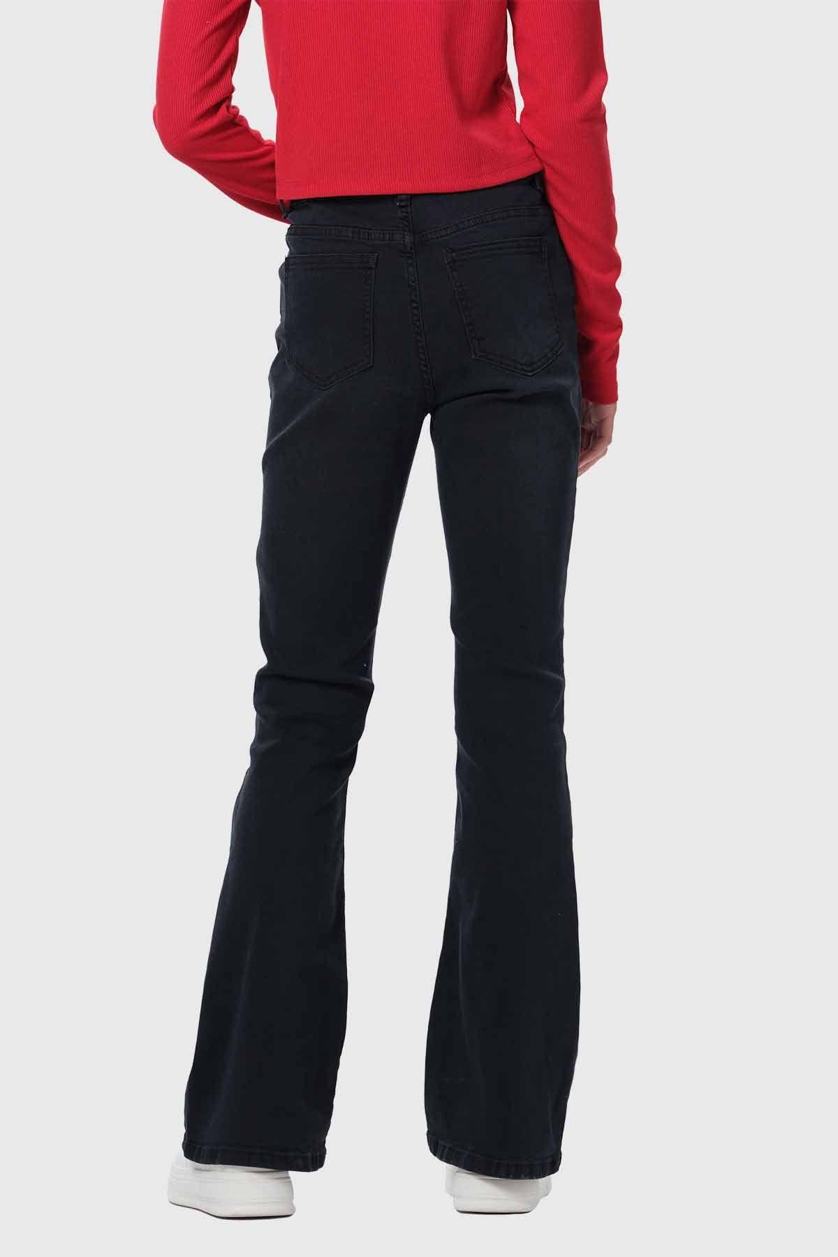 Jeans Niña Con Costura Negro-2