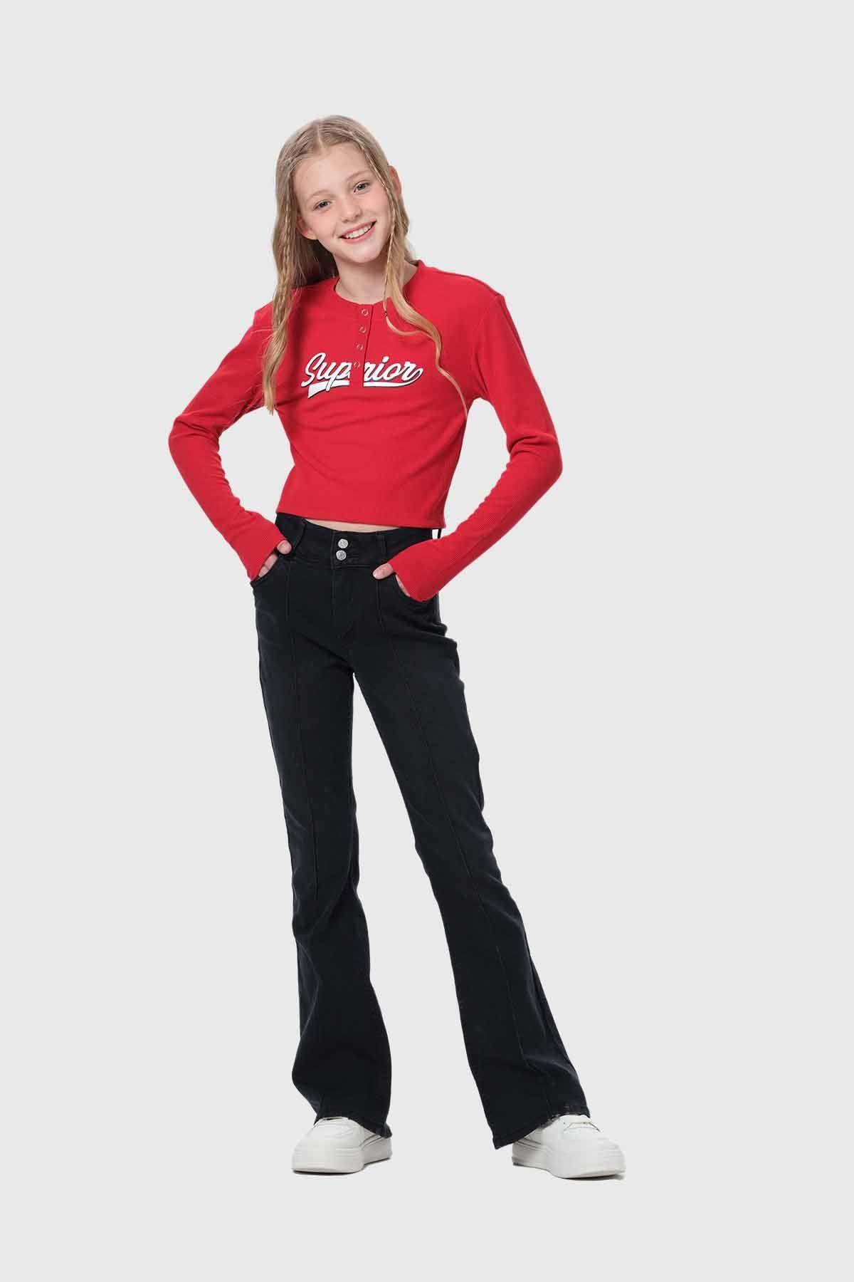 Jeans Niña Con Costura Negro-3