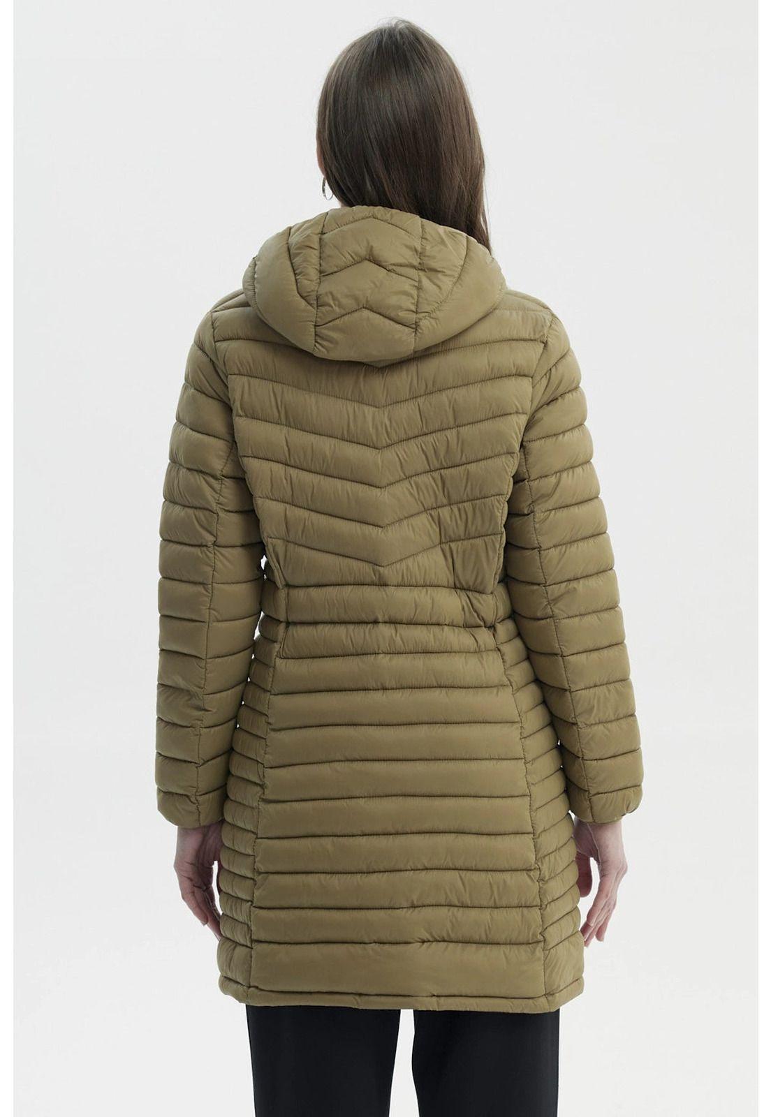 Parka Mujer Larga Básica Verde Militar-2