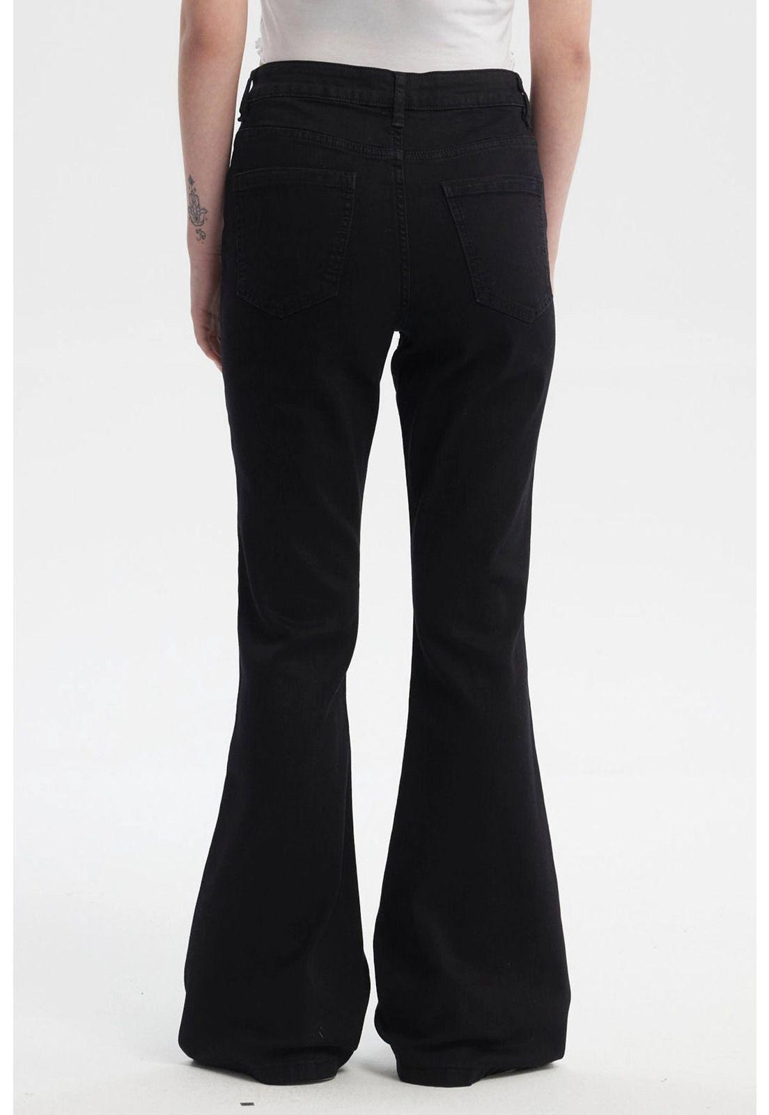 Jeans Mujer Flare Linea Curva Negro - ll-2