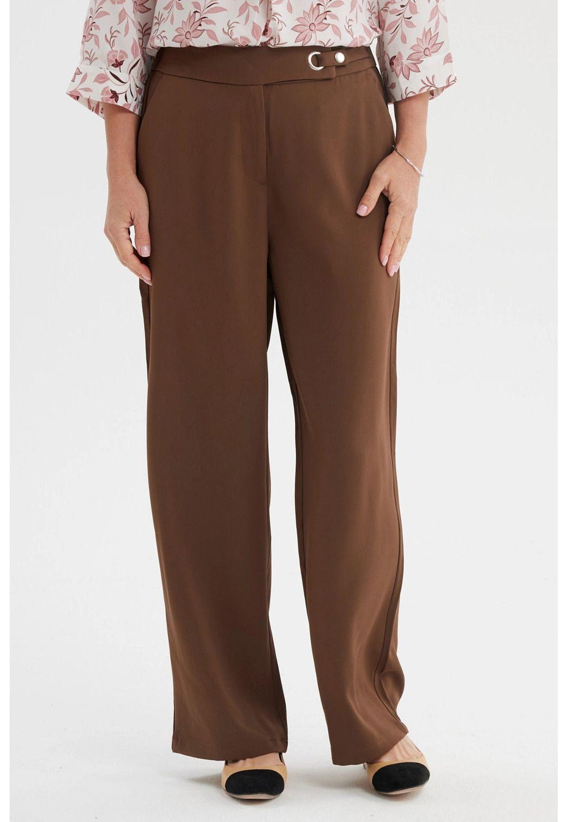 Pantalón Mujer Detalle Pretina Cafe-0
