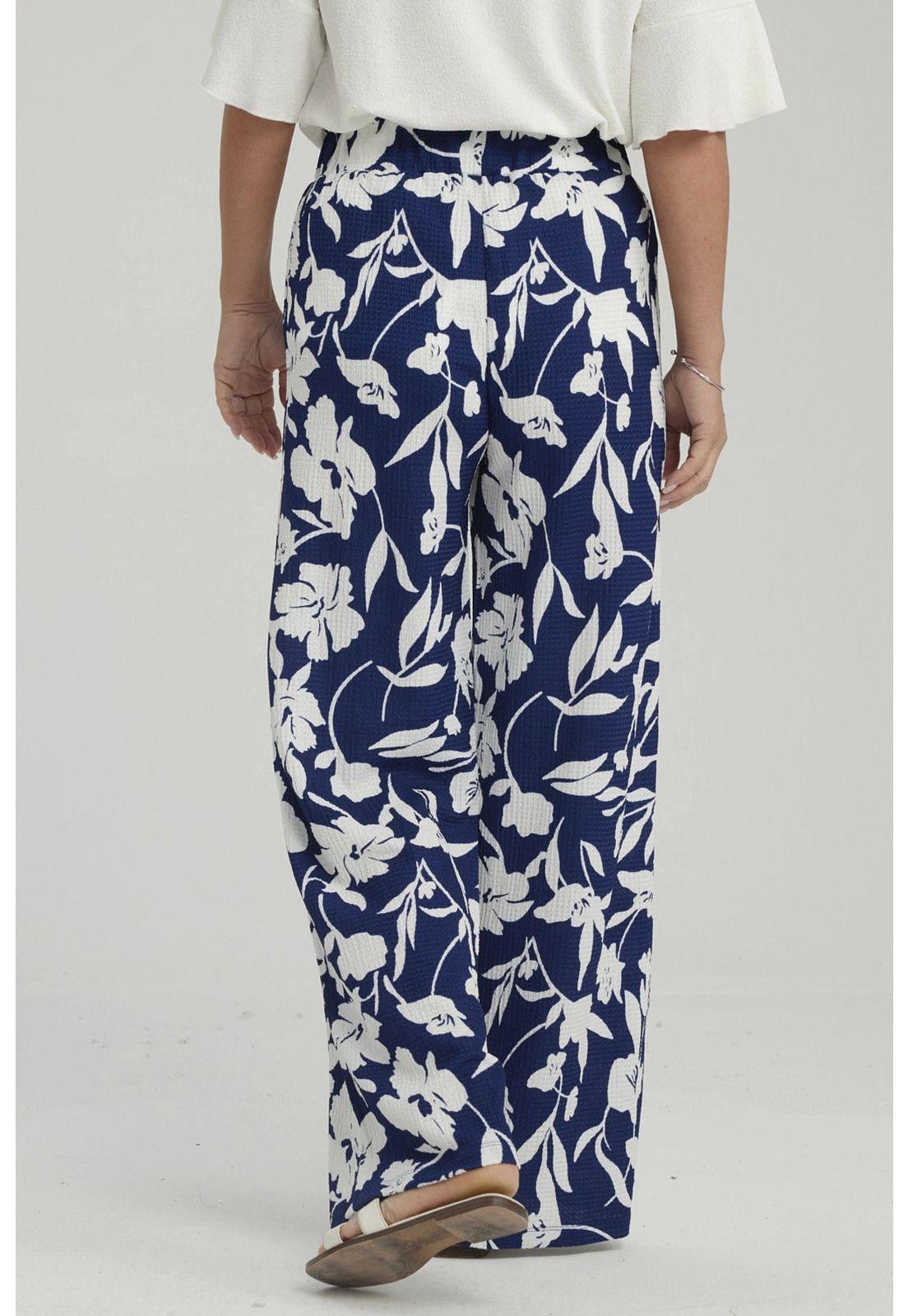 Pantalón Mujer Palazzo Pretina Elasticada Azul Oscuro-2